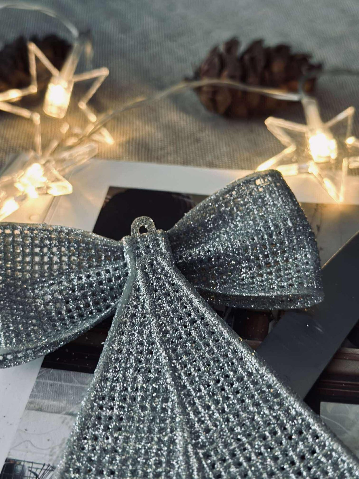 Glitzerschleife - Silber