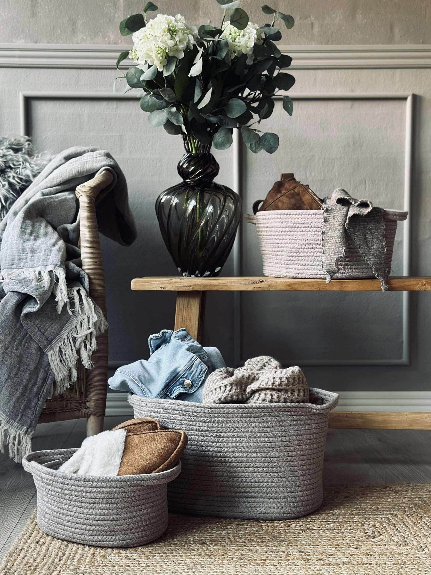 Körbe 3 St., beige und sand
