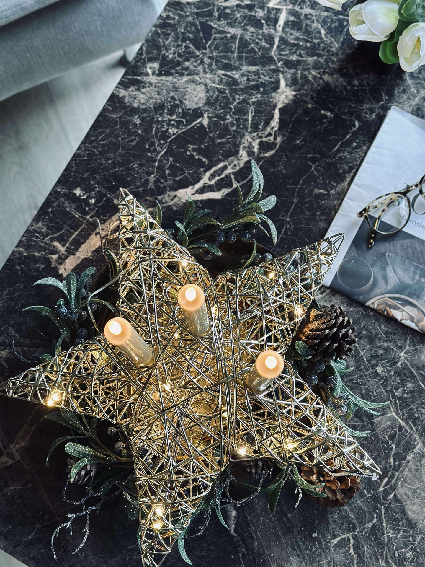 Stern mit LED-Licht - Gold