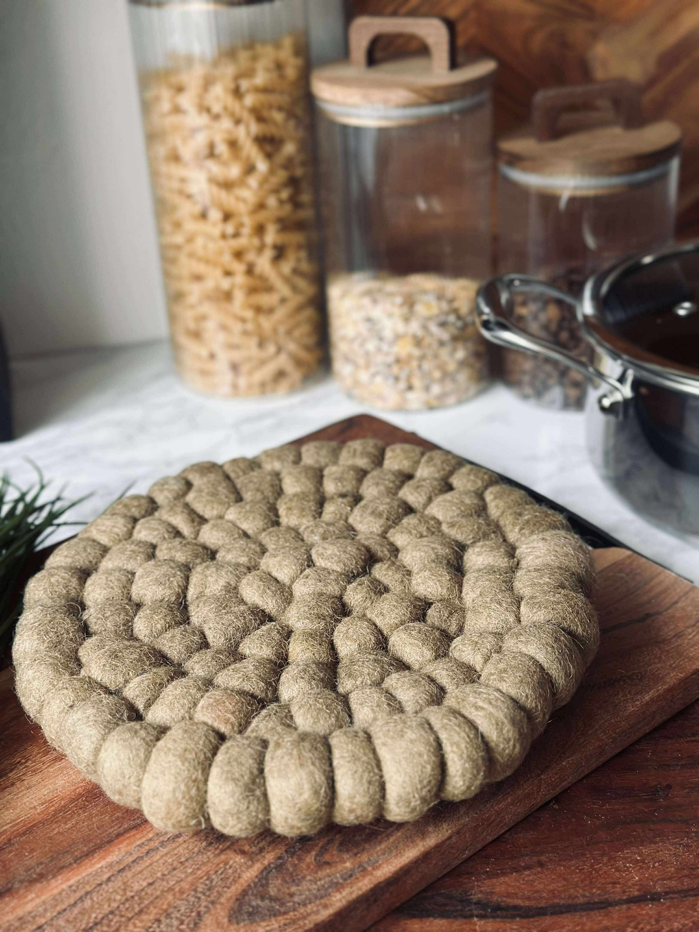 Untersetzer DOTS - Taupe Wolle
