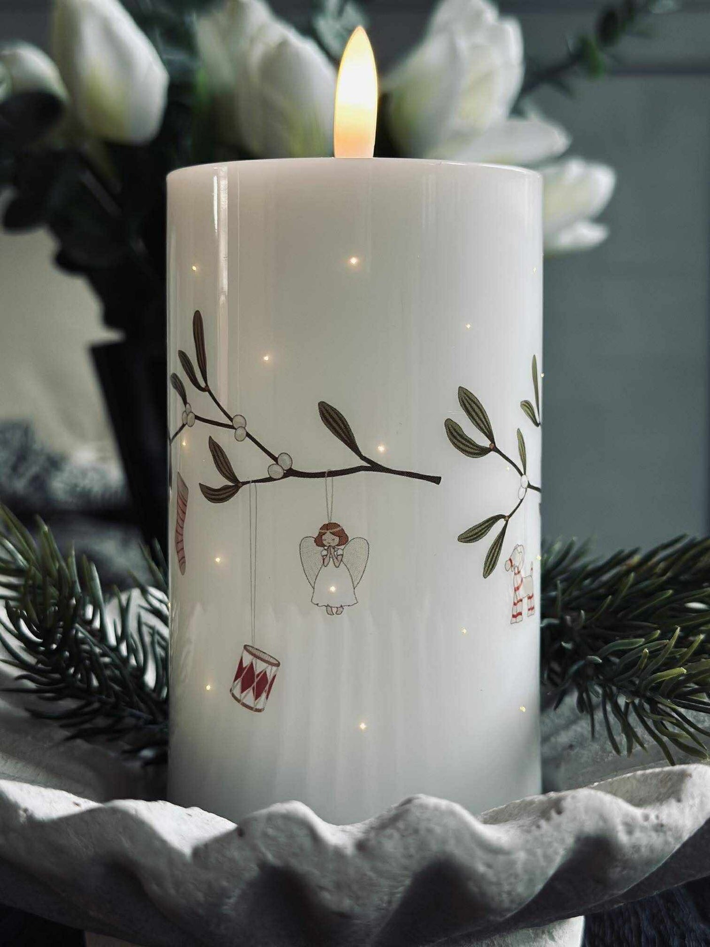 LED-Blockkerze TWINKLE - Mistel