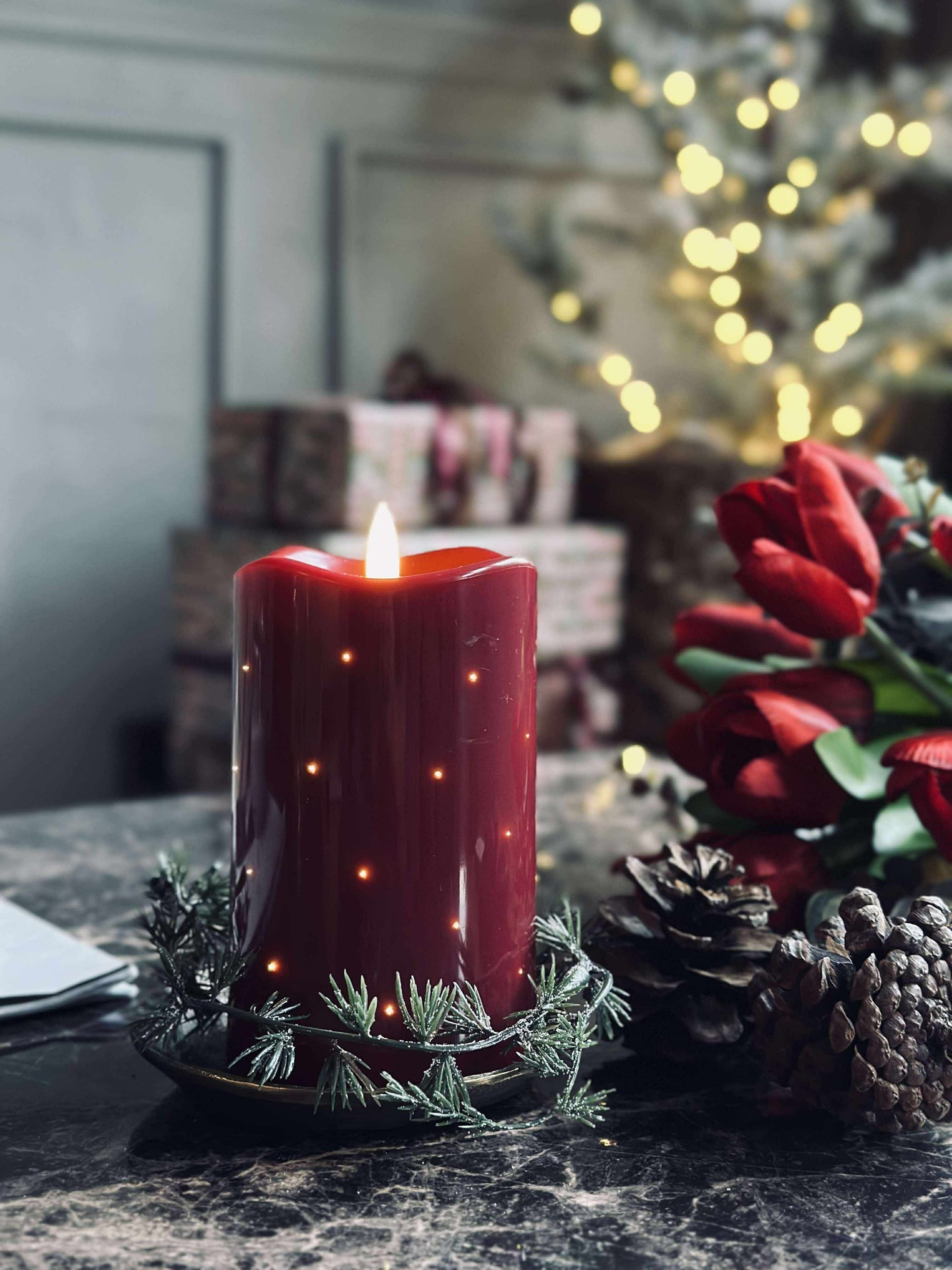 LED-Blockkerze JUL TWINKLE - 12,5 cm