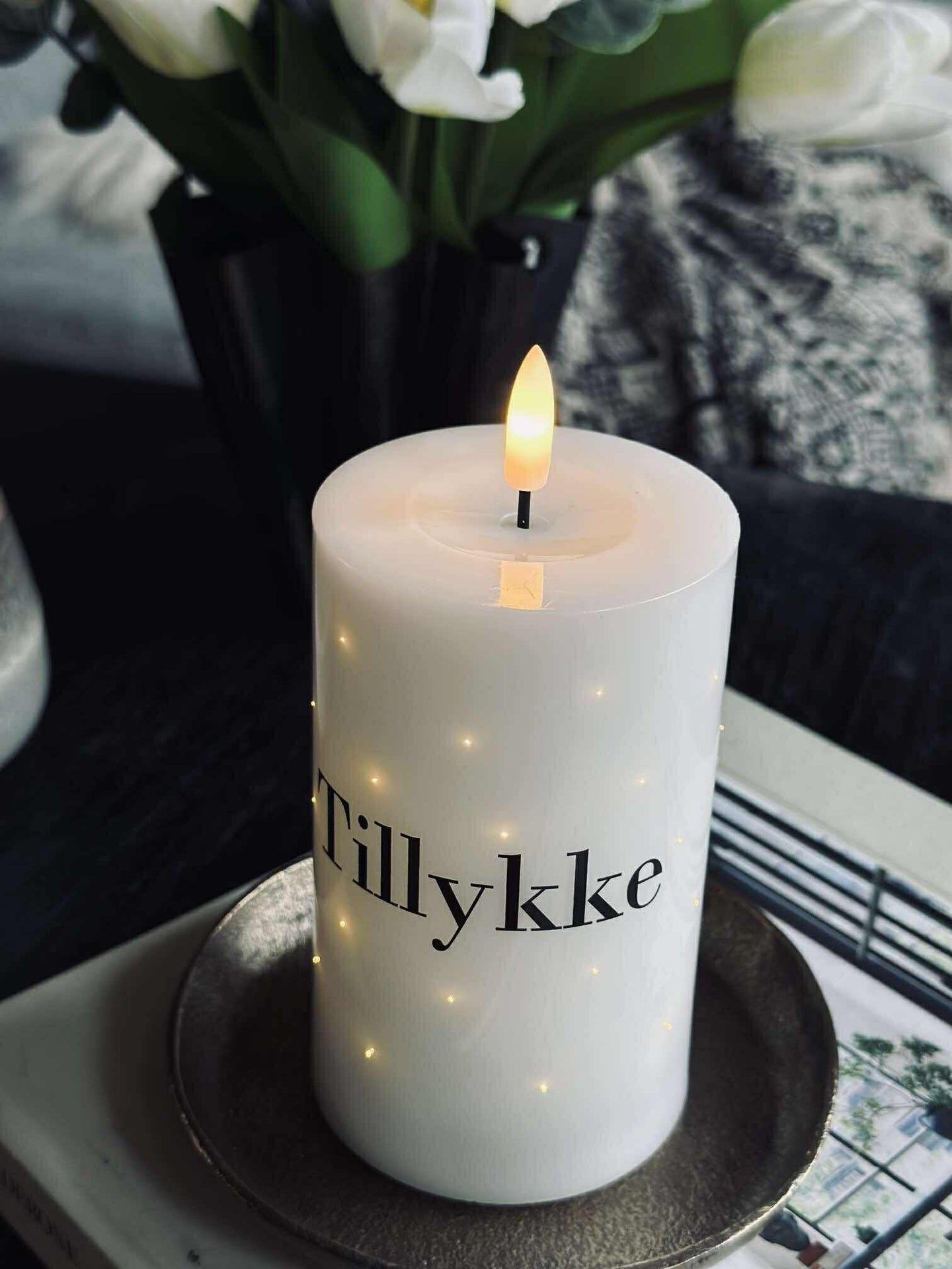 LED Blockkerze TWINKLE - Tillykke