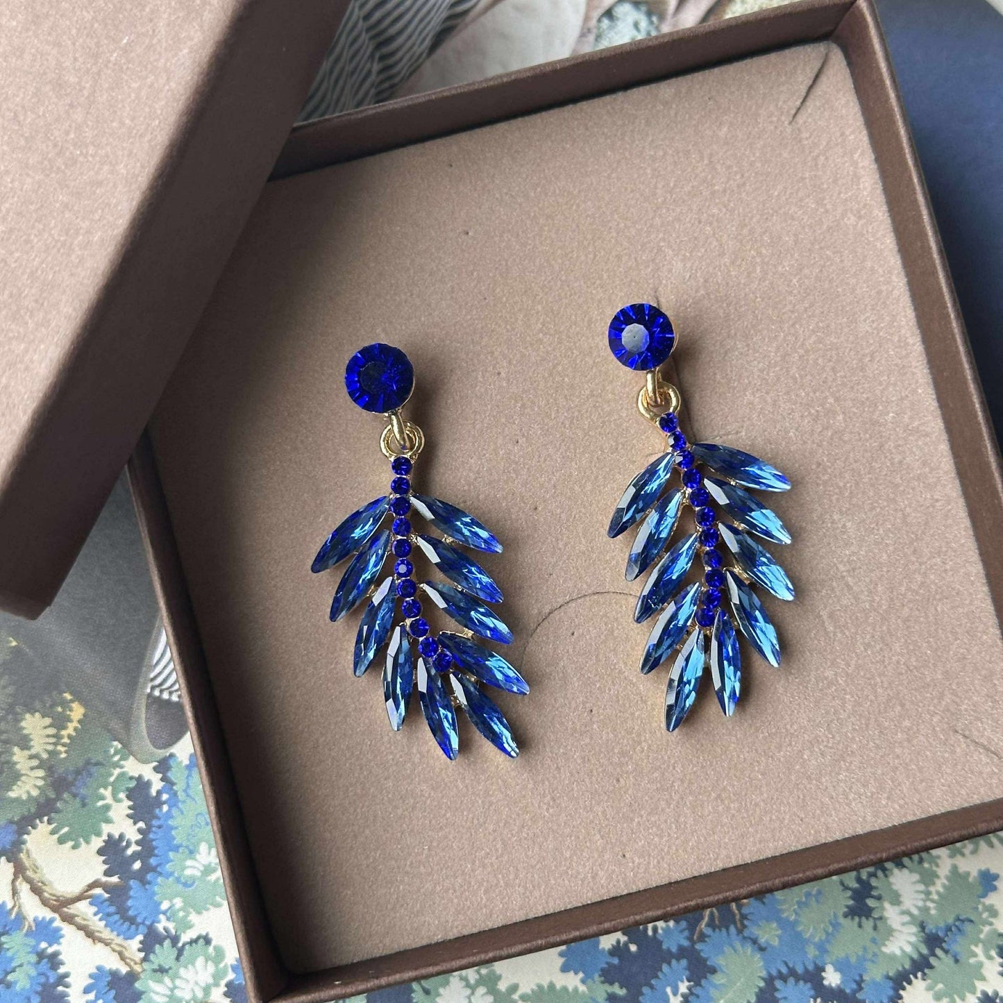 Ohrringe Feather - Royalblau