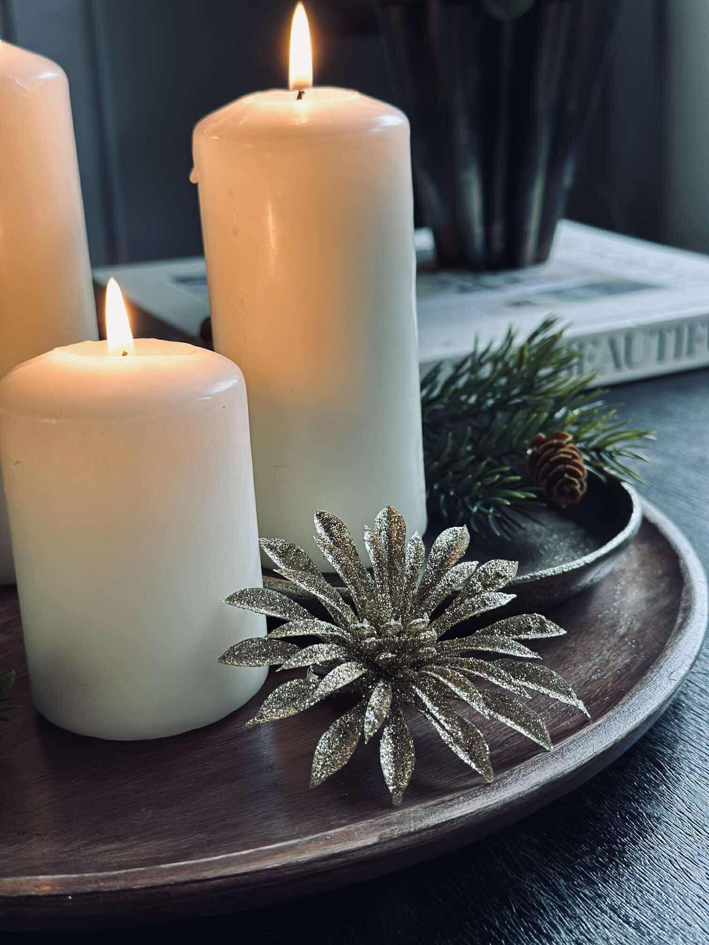 Deco-Blumen mit Glitzer - 4 Stk