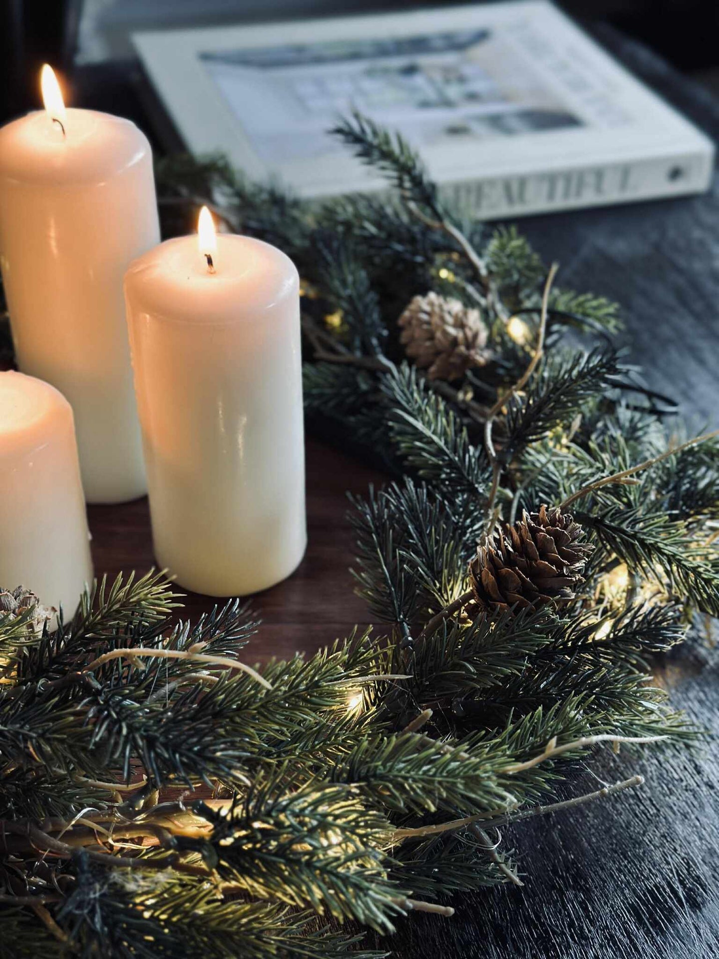 Weihnachtskranz mit Licht - Ohne Schnee