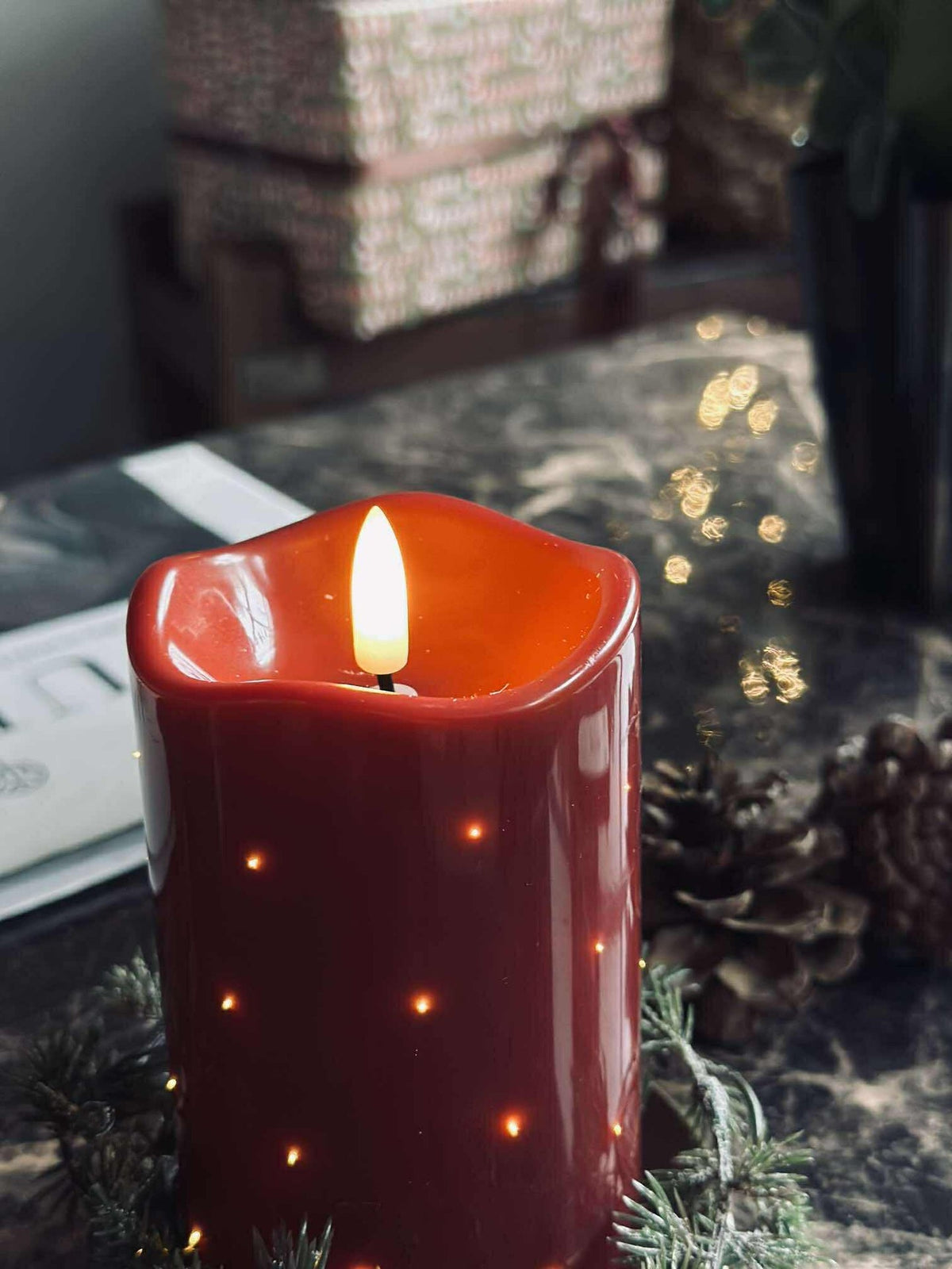 LED-Blockkerze JUL TWINKLE - 12,5 cm