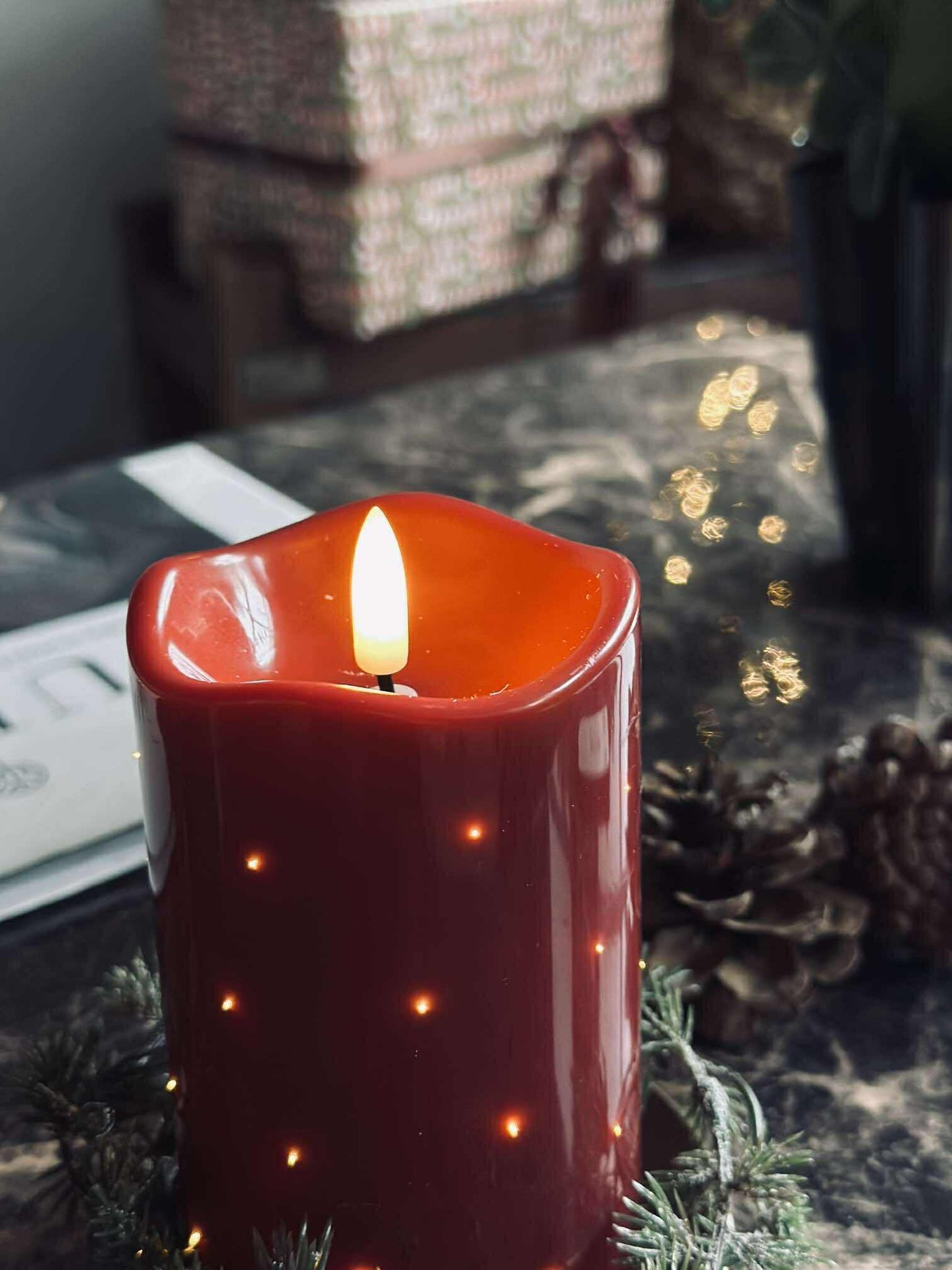 LED-Blockkerze JUL TWINKLE - 12,5 cm