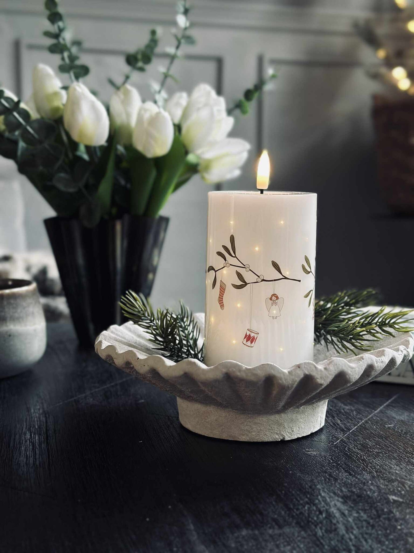 LED-Blockkerze TWINKLE - Mistel