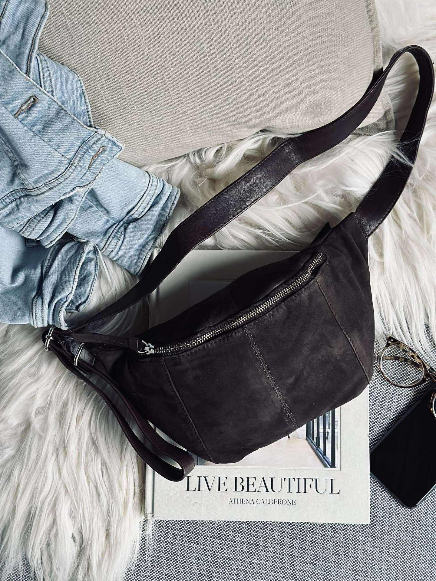 Gürteltasche JUNE Wildleder - Coffee Brown