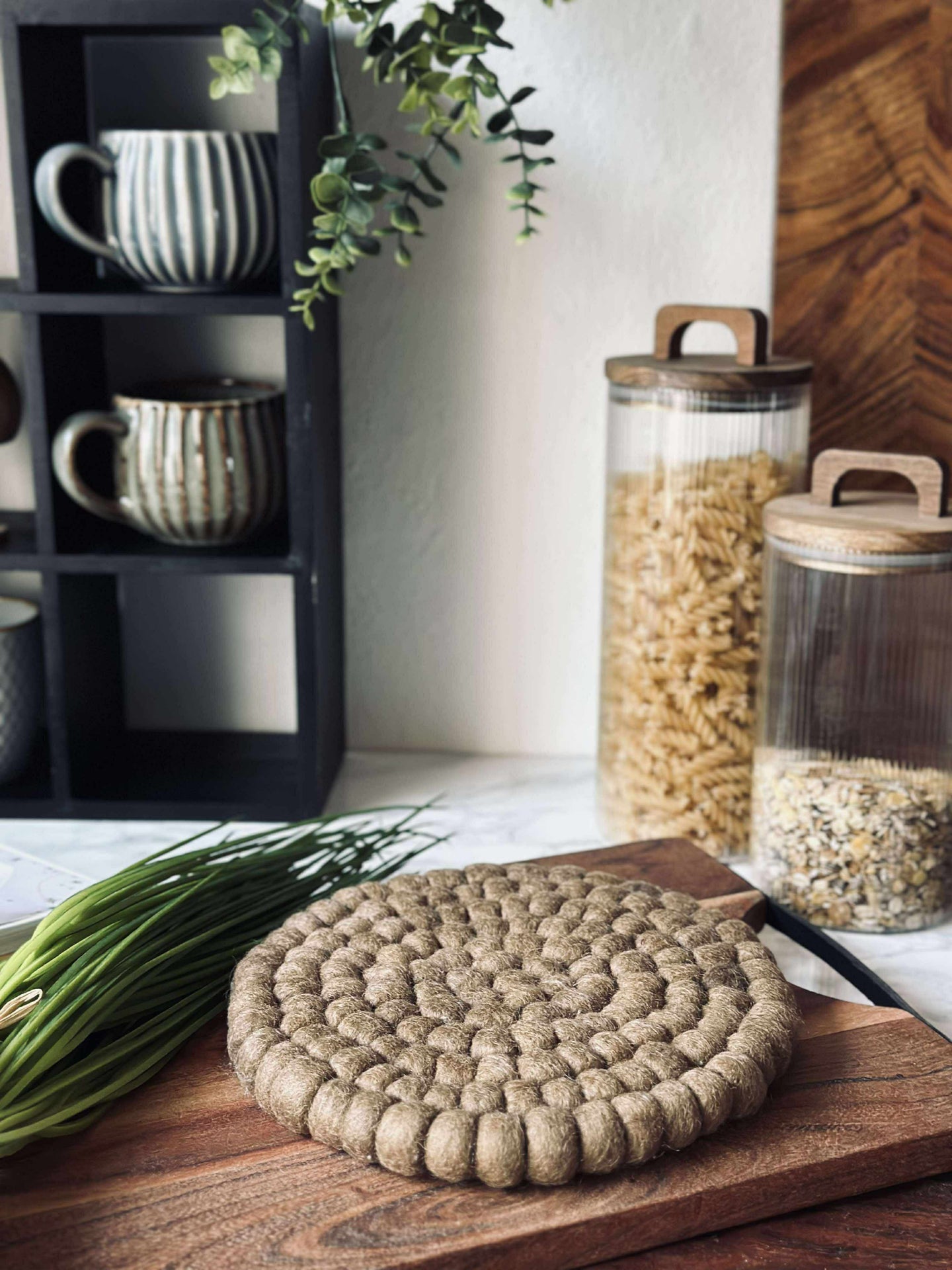 Tischuntersetzer DOTS - Dunkler Sand, Wolle