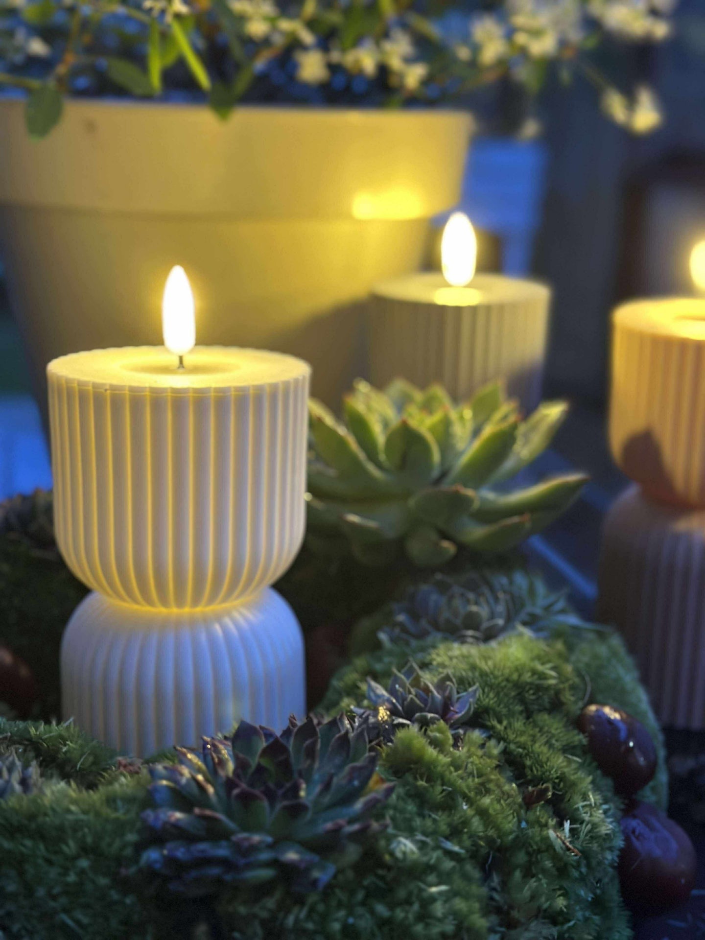 LED-Blockkerze Weiß Stundenglas - Außen