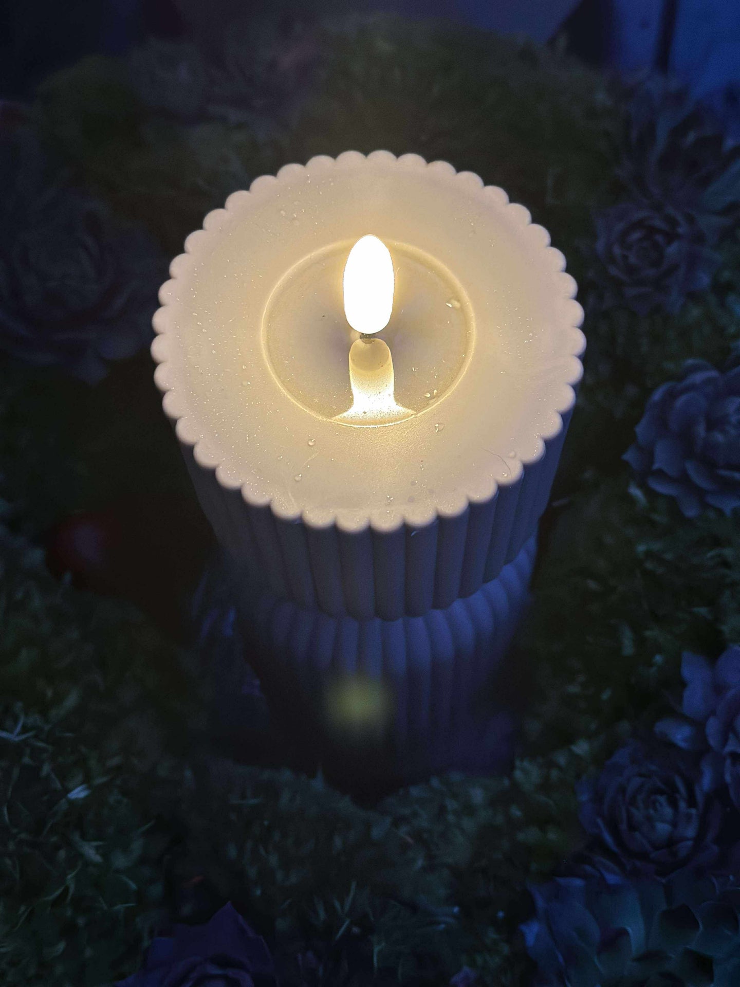 LED-Blockkerze Grau Sanduhrform - Außen