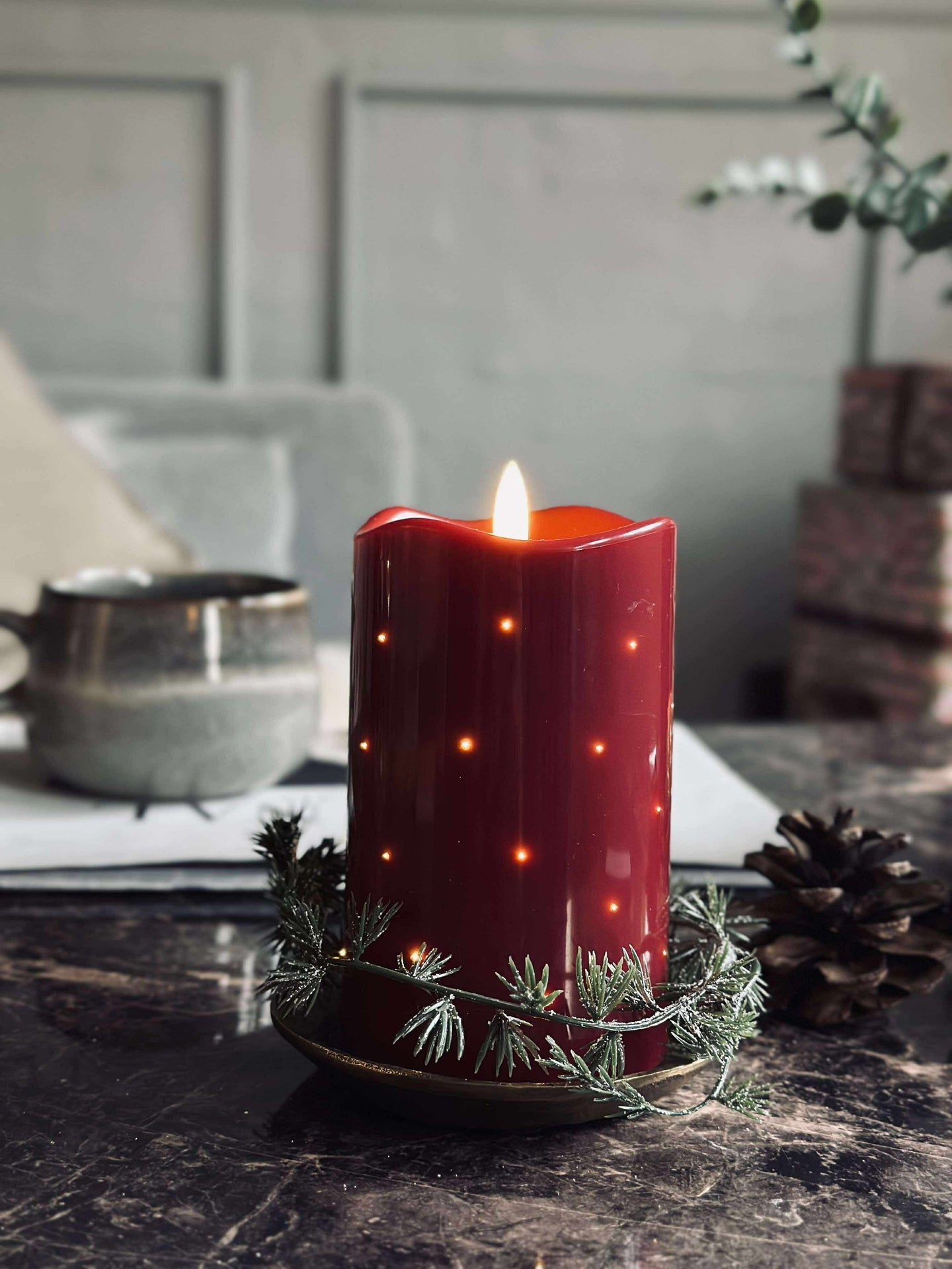 LED-Blockkerze JUL TWINKLE - 12,5 cm