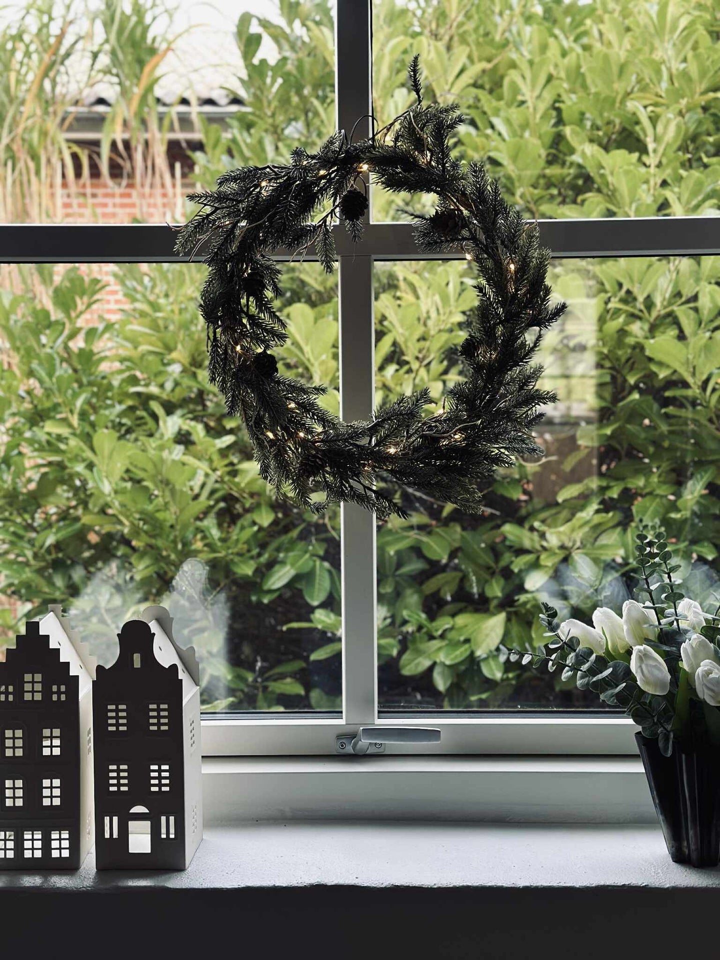 Weihnachtskranz mit Licht - Ohne Schnee