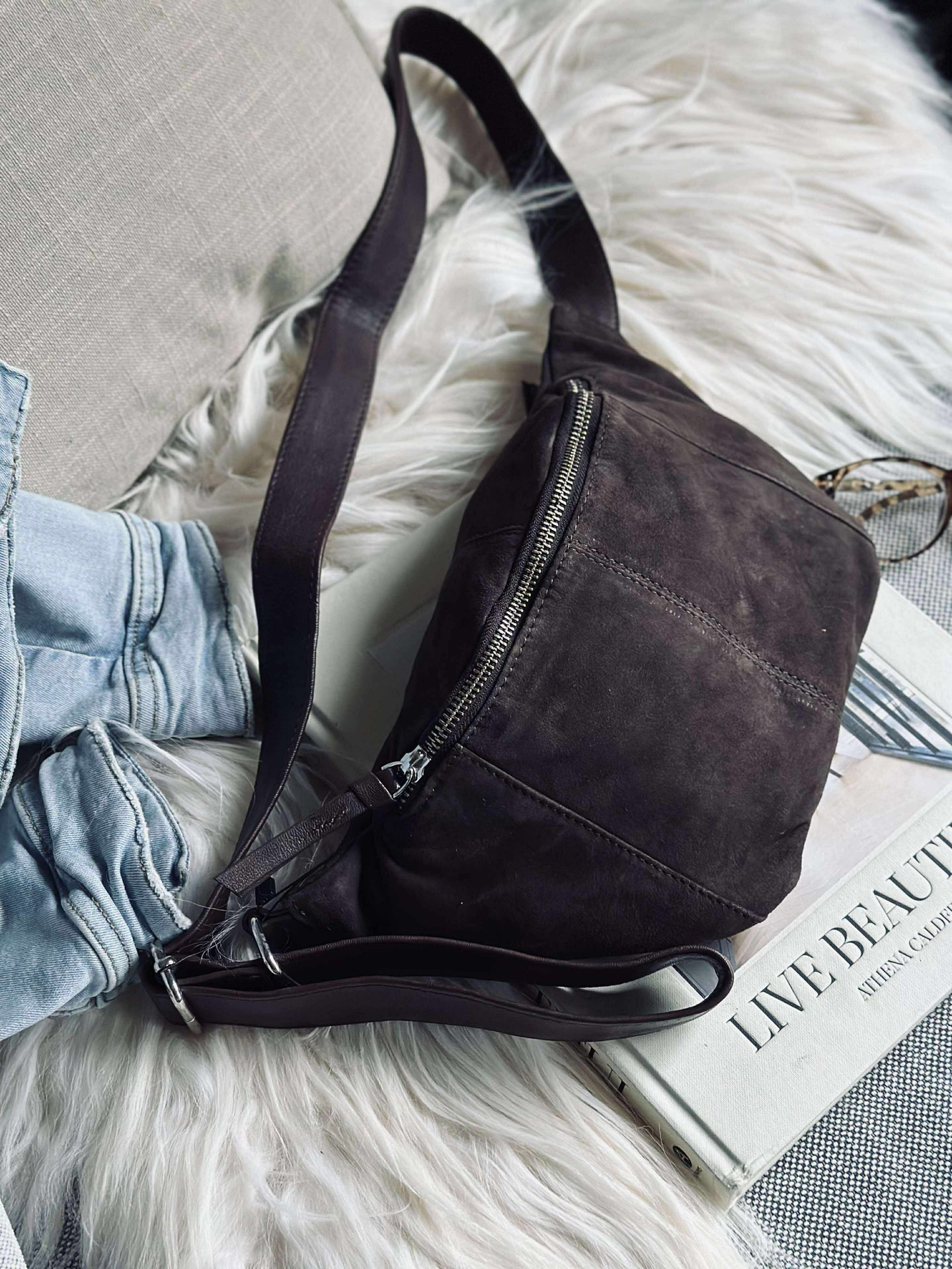 Gürteltasche JUNE Wildleder - Coffee Brown