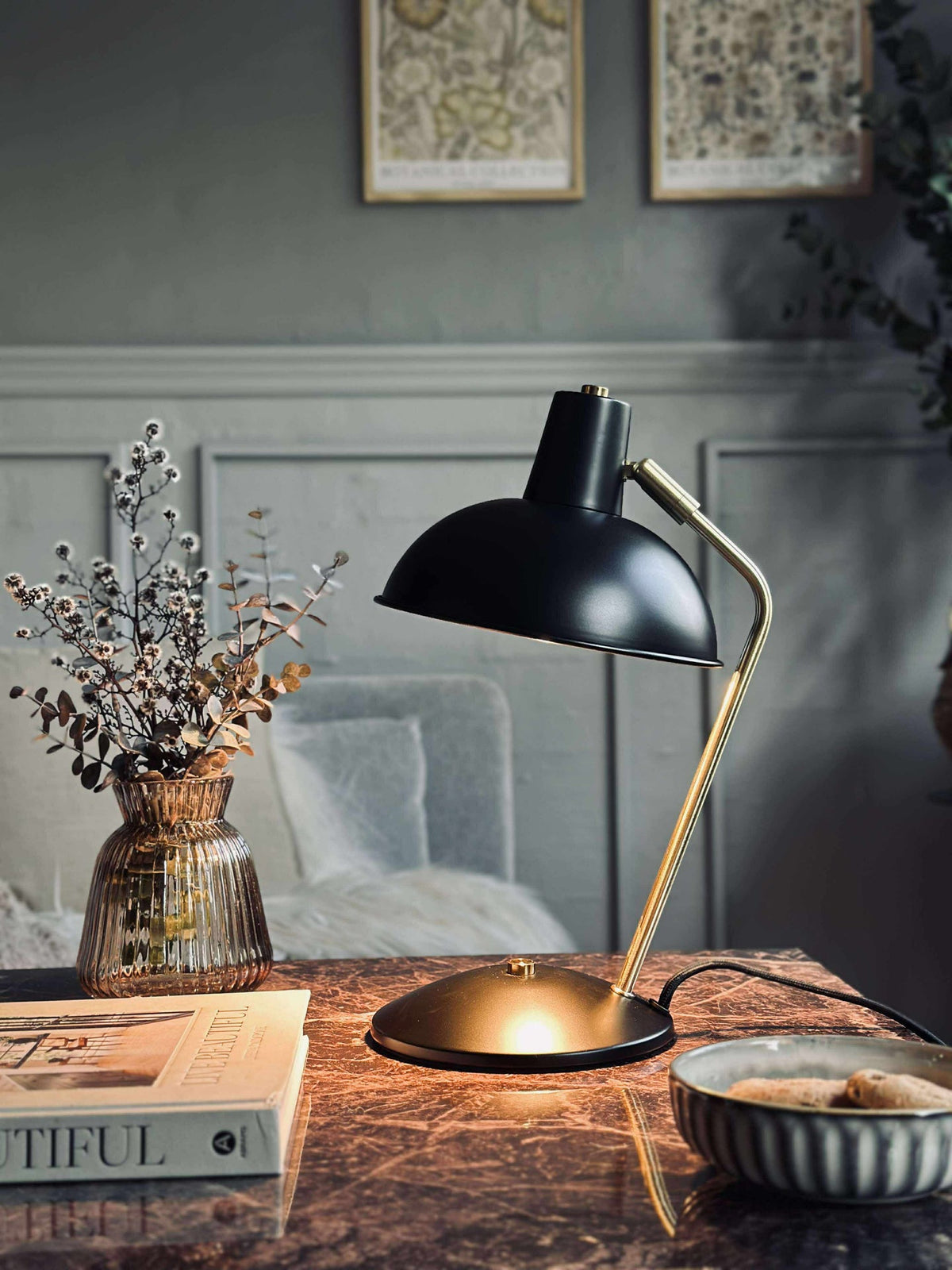 Tischlampe Retro - Schwarz / Gold