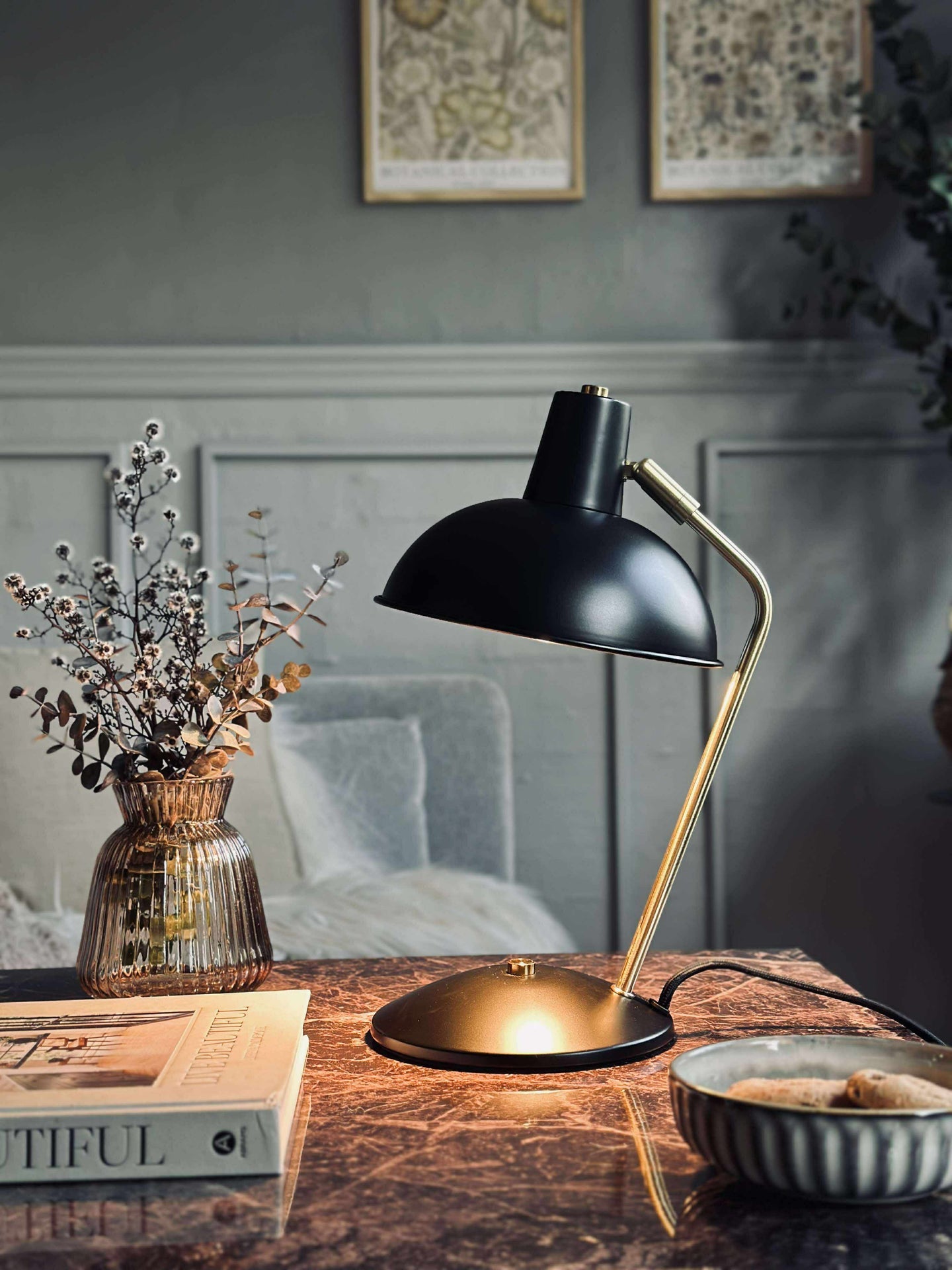Tischlampe Retro - Schwarz / Gold