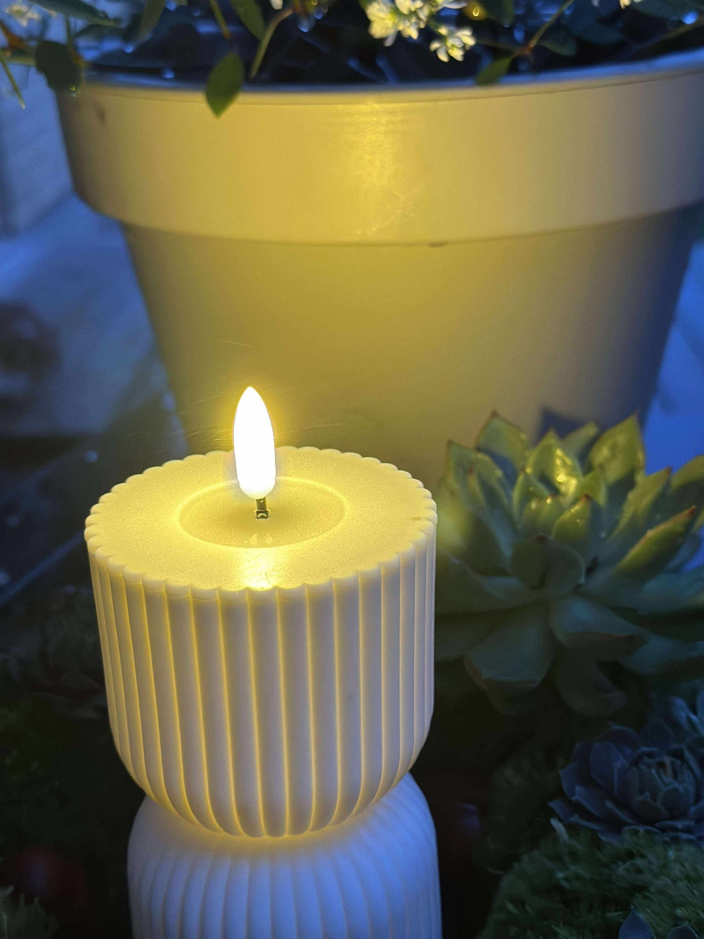LED-Blockkerze Weiß Stundenglas - Außen
