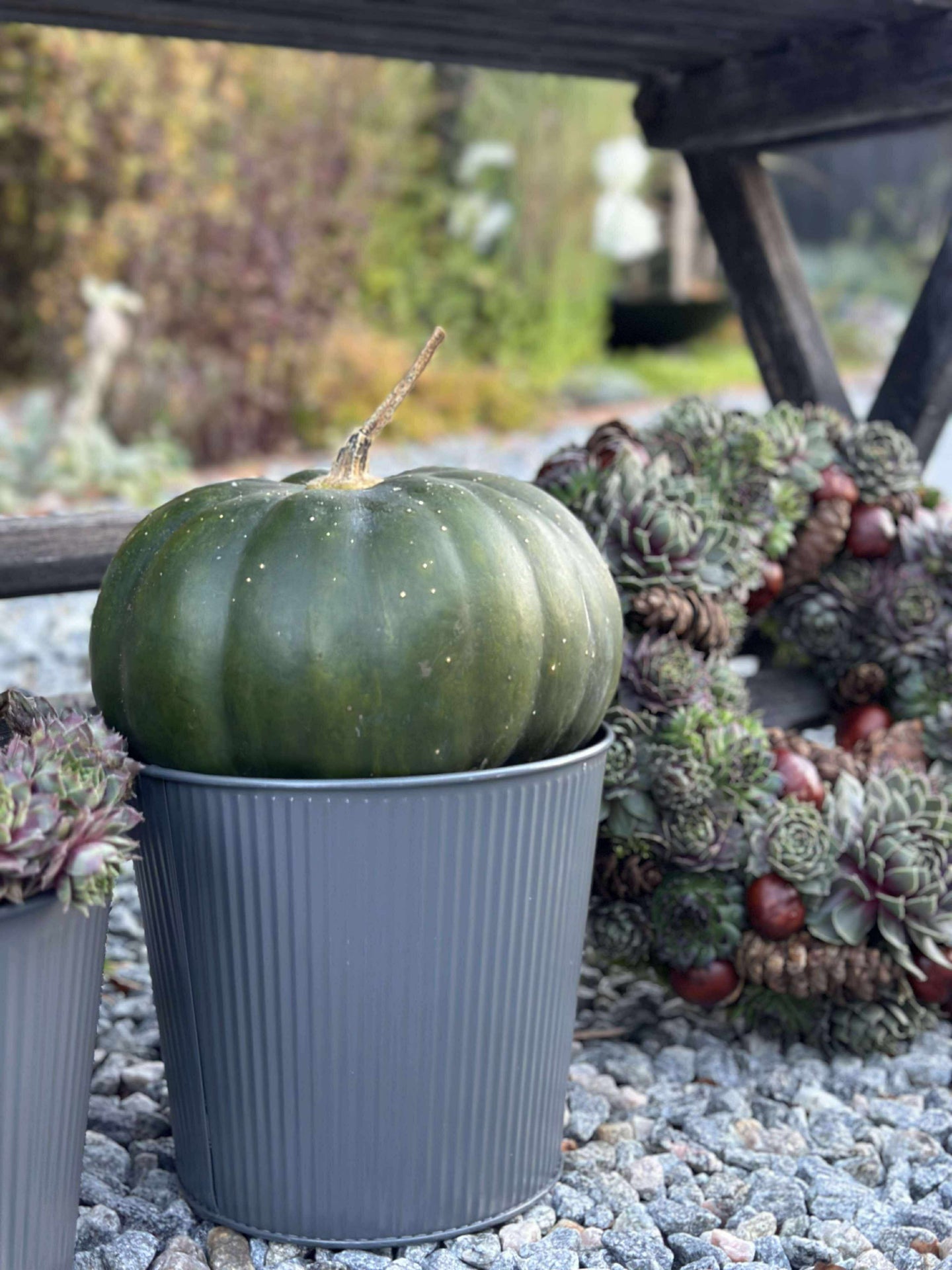 Übertopf mit Rillen - Grau