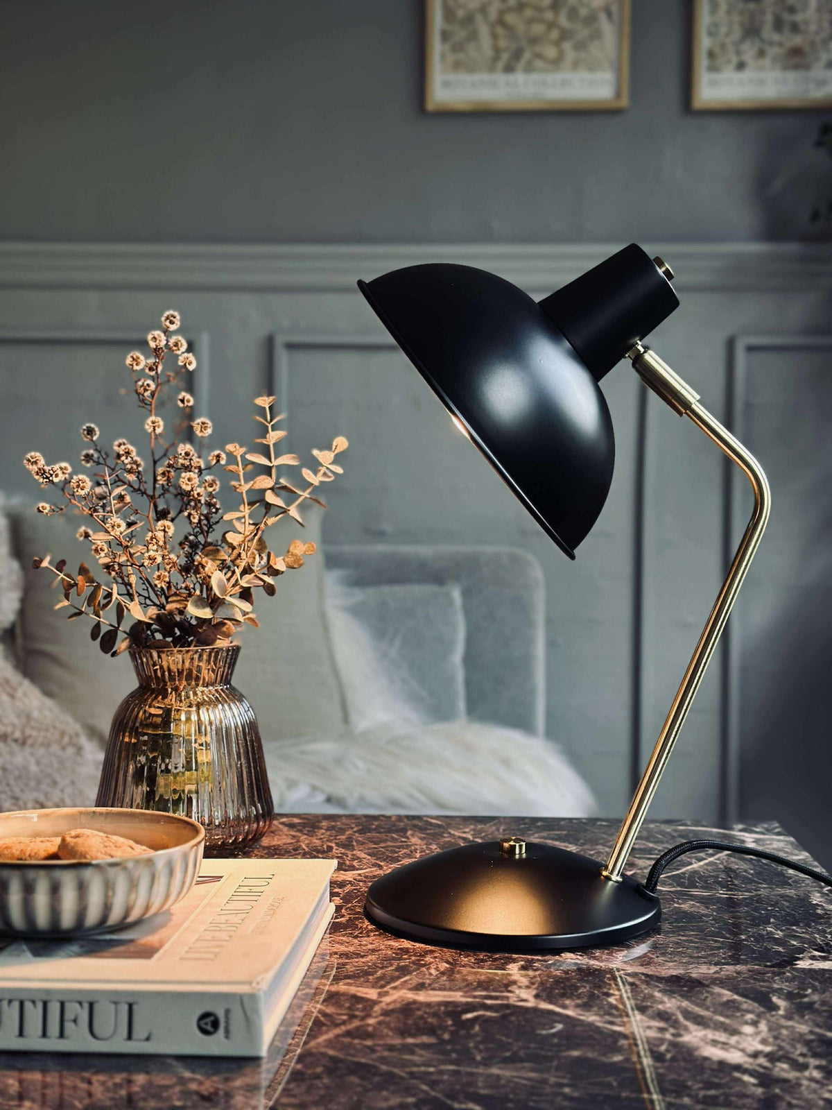 Tischlampe Retro - Schwarz / Gold