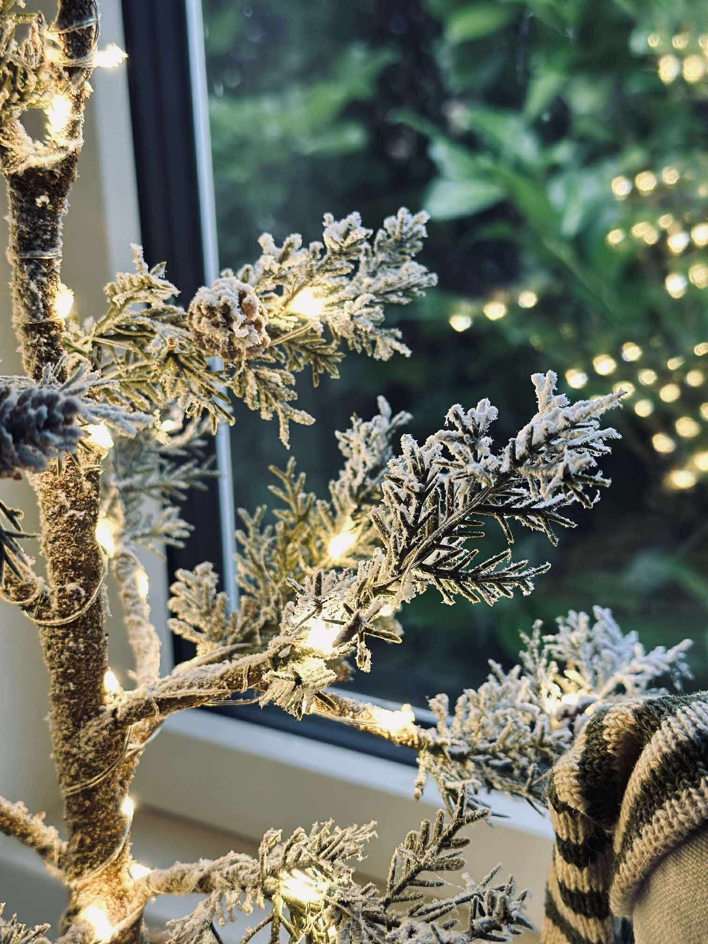 Baum mit Zapfen und Lichterkette