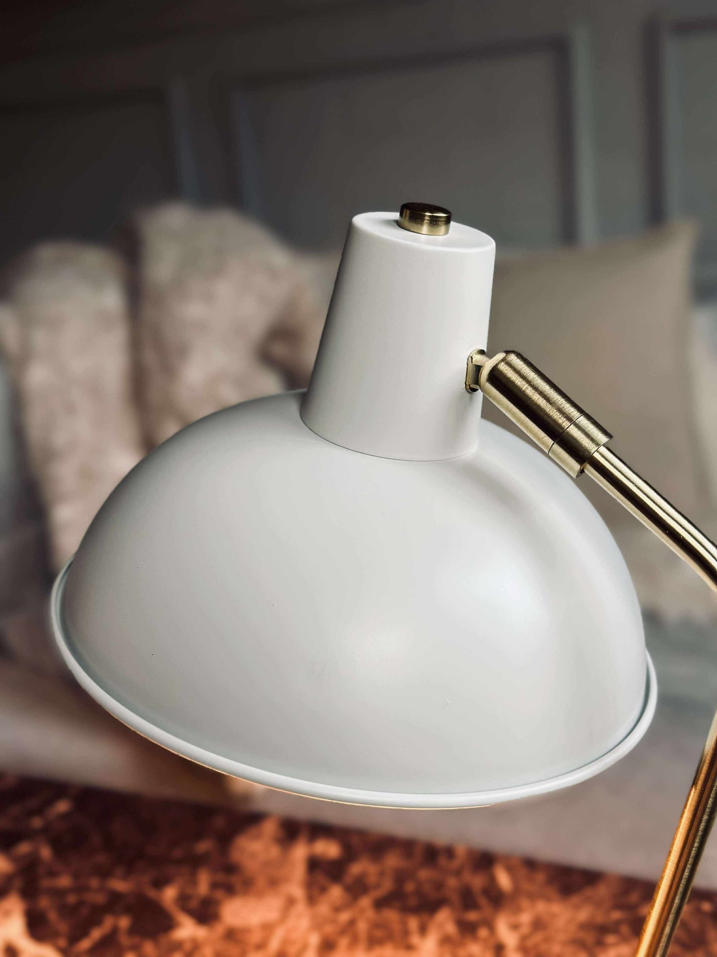 Tischlampe Retro - Weiß / Gold