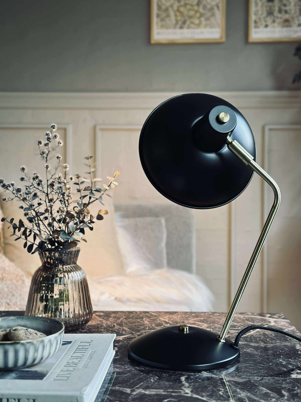 Tischlampe Retro - Schwarz / Gold