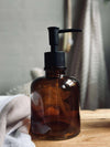 Spender mit Pumpe - Braunes Glas