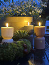 LED Blockkerze Beige Sanduhr - Außen