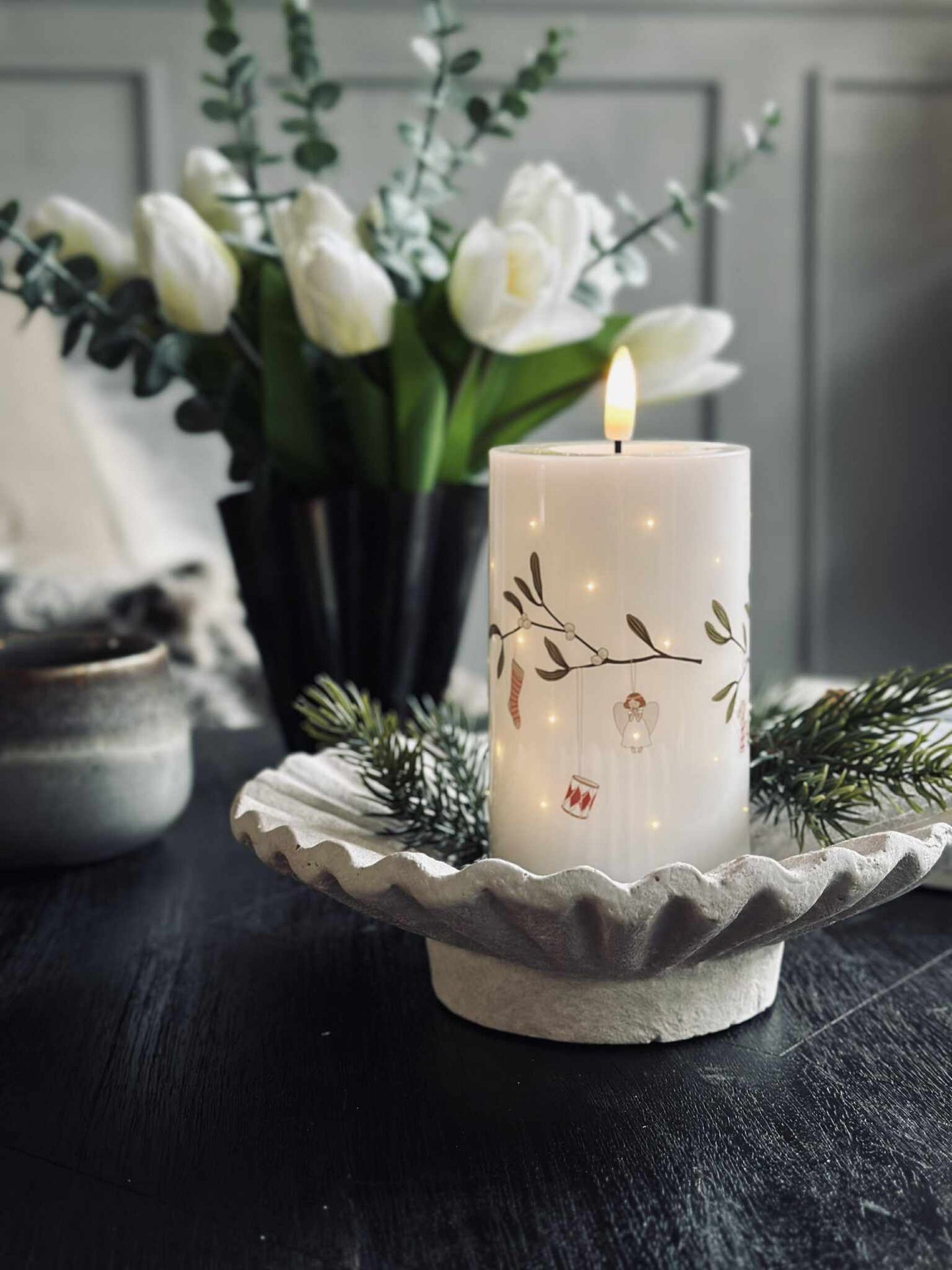 LED-Blockkerze TWINKLE - Mistel
