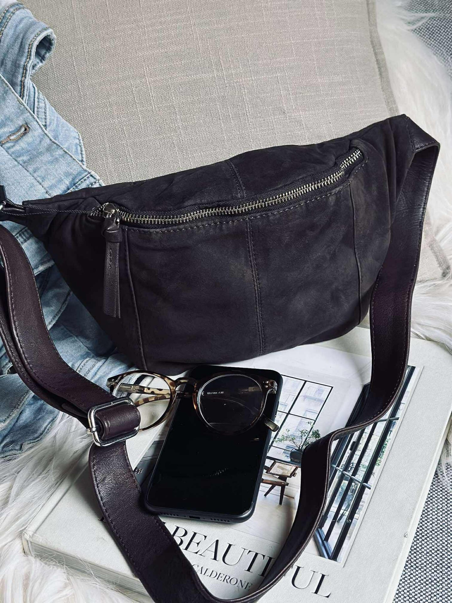 Gürteltasche JUNE Wildleder - Coffee Brown