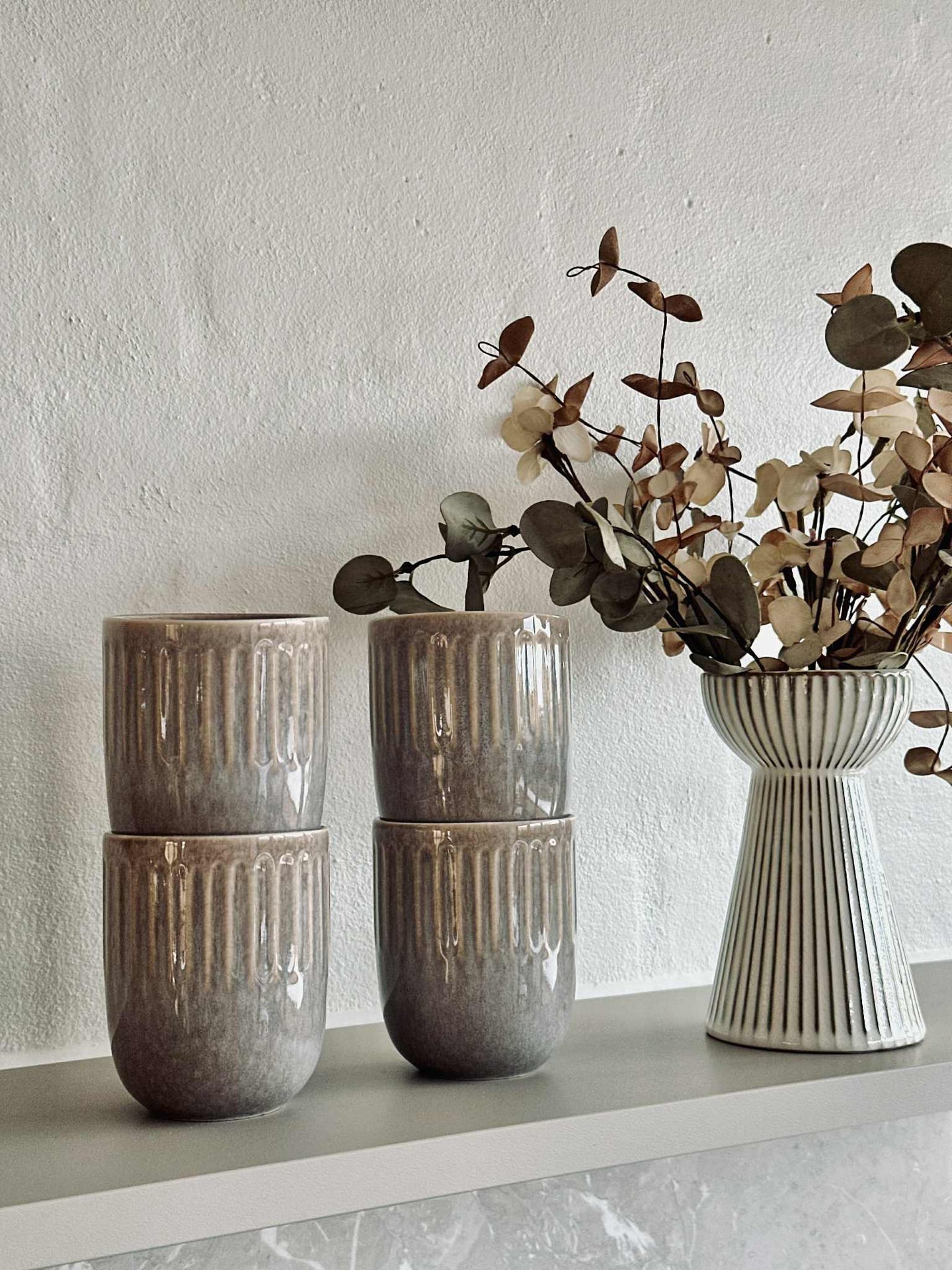 Becher Steingut – Packung mit 4 Stk. - Verschiedene Farben