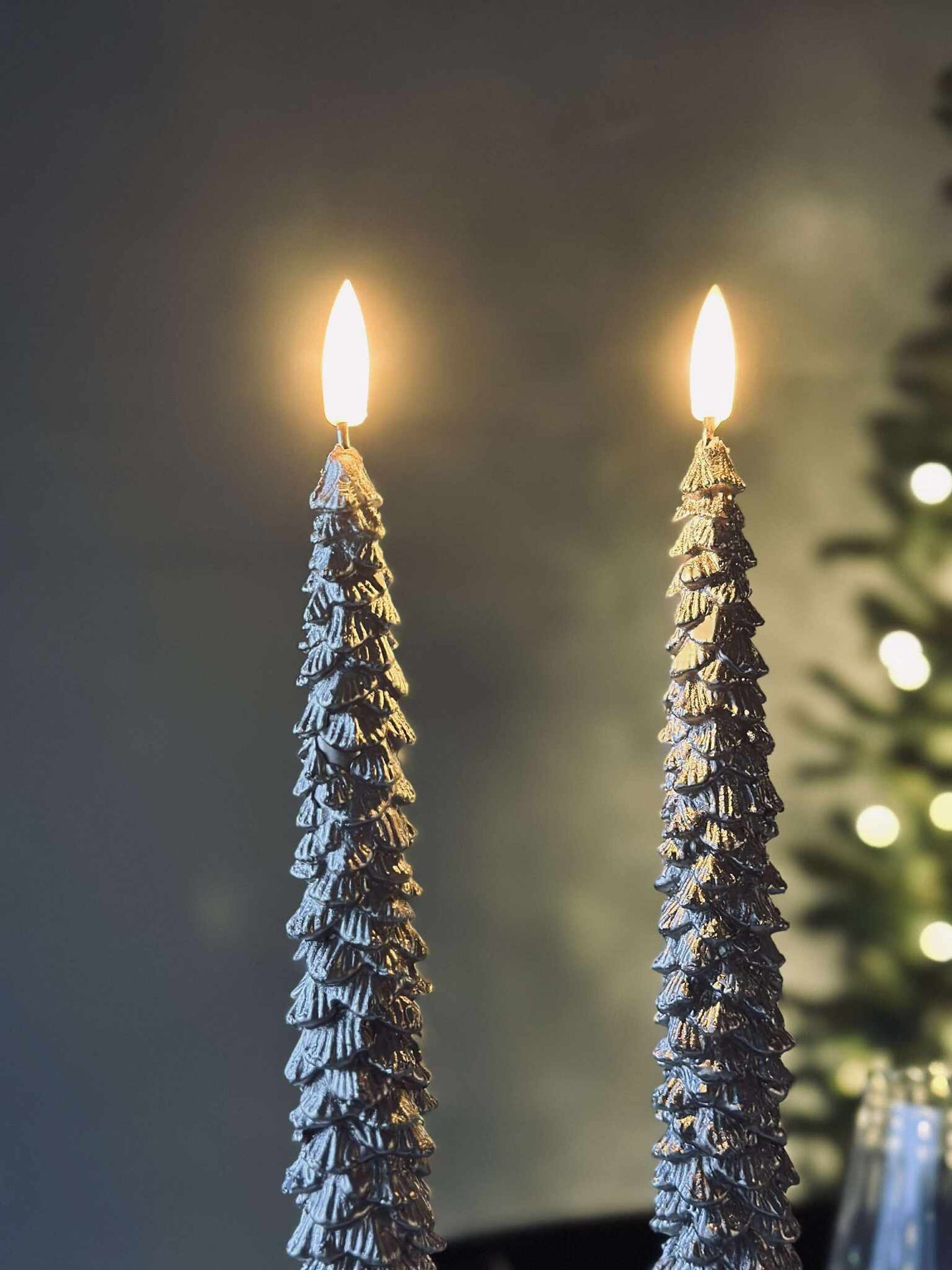 LED Stabkerzen 2 Stk - Weihnachtsbaum Gold