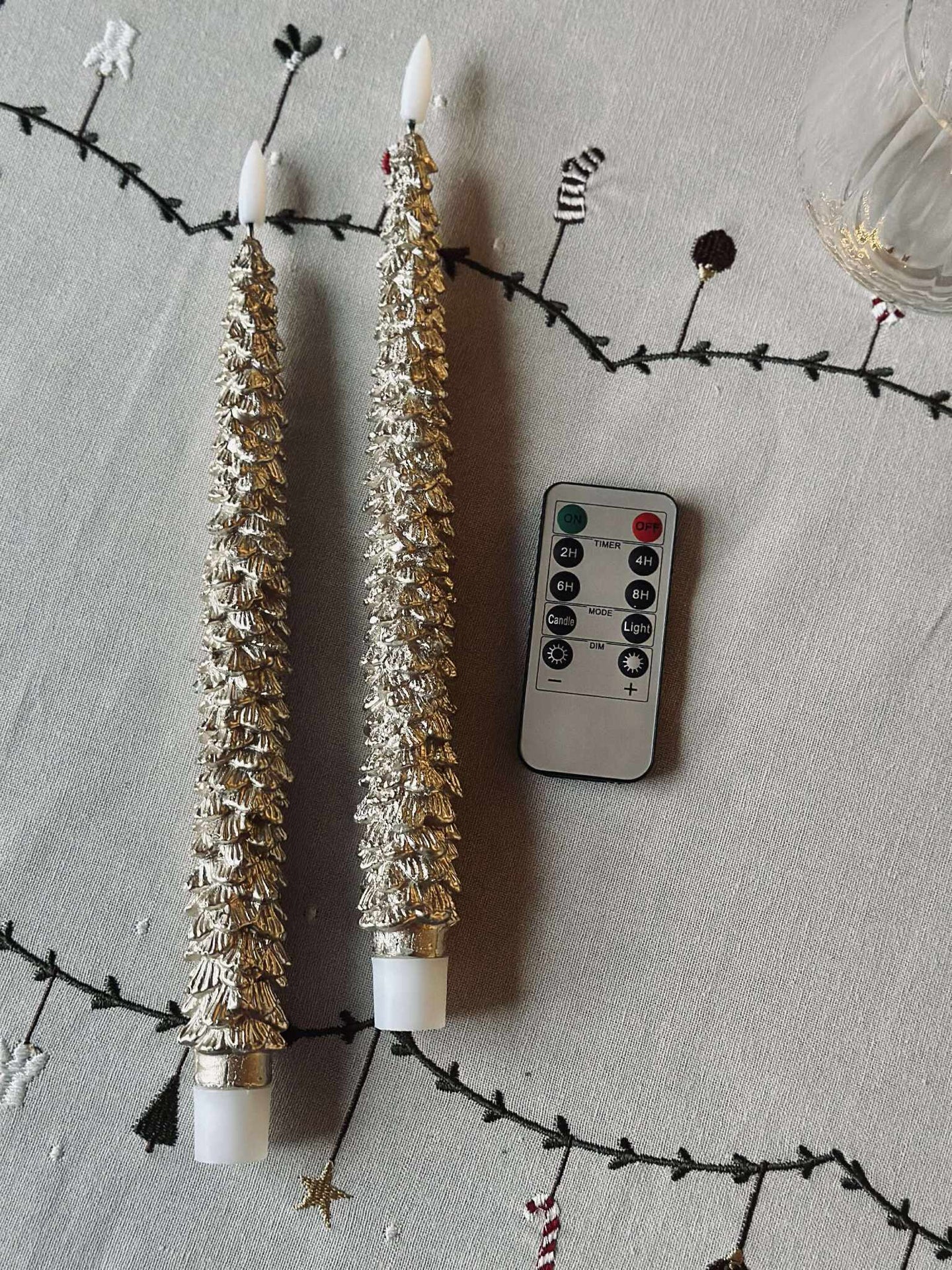 LED Stabkerzen 2 Stk - Weihnachtsbaum Gold