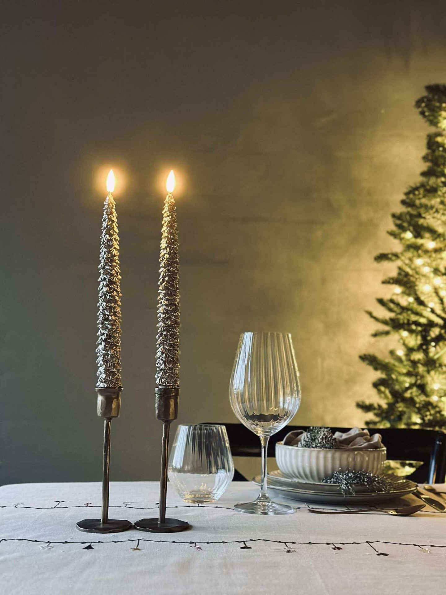 LED Stabkerzen 2 Stk - Weihnachtsbaum Gold