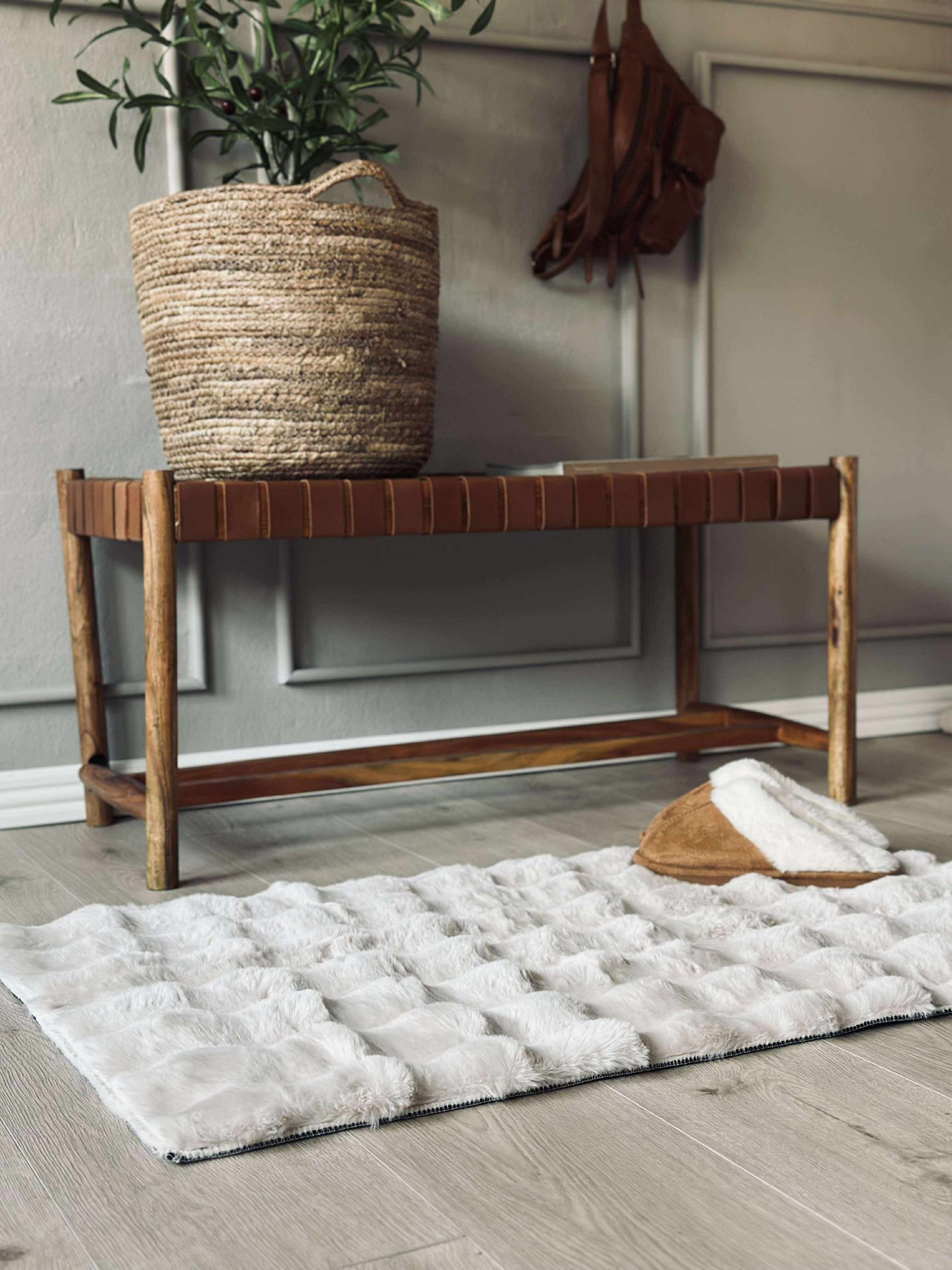 Bodenteppich Plüsch - 60x90 Beige
