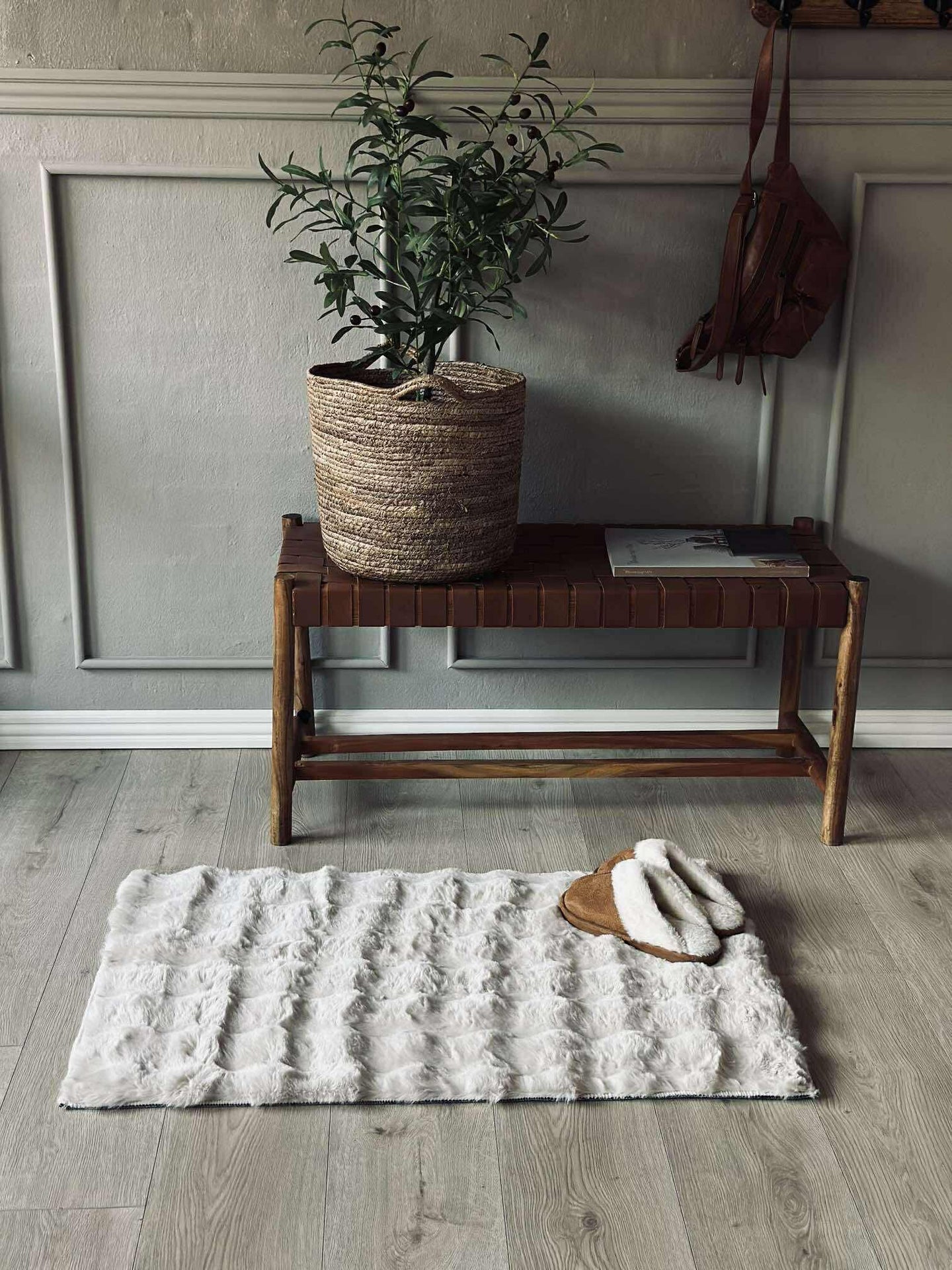 Bodenteppich Plüsch - 60x90 Beige