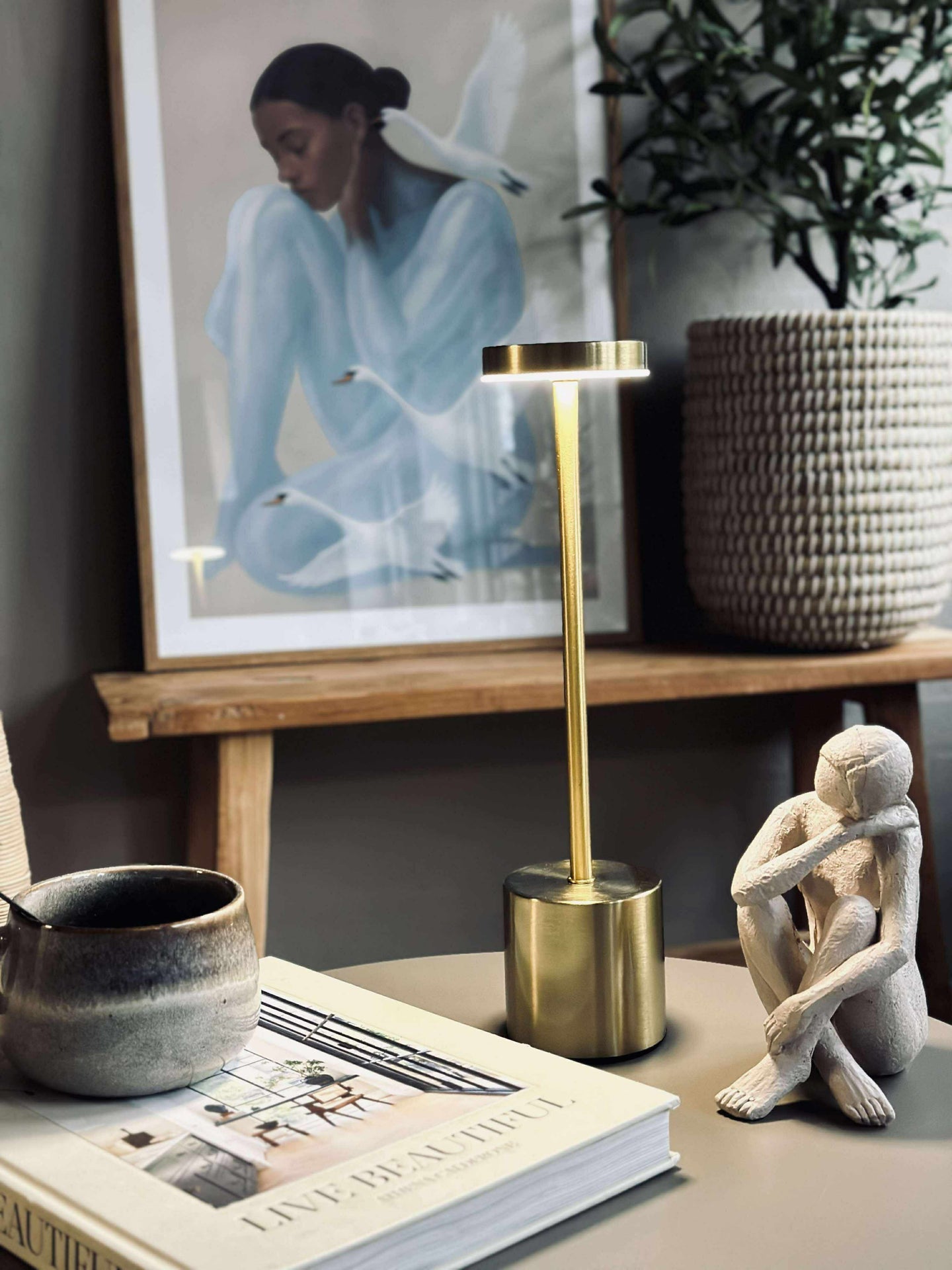 LED-Tischlampe KELLY Gold - wiederaufladbar