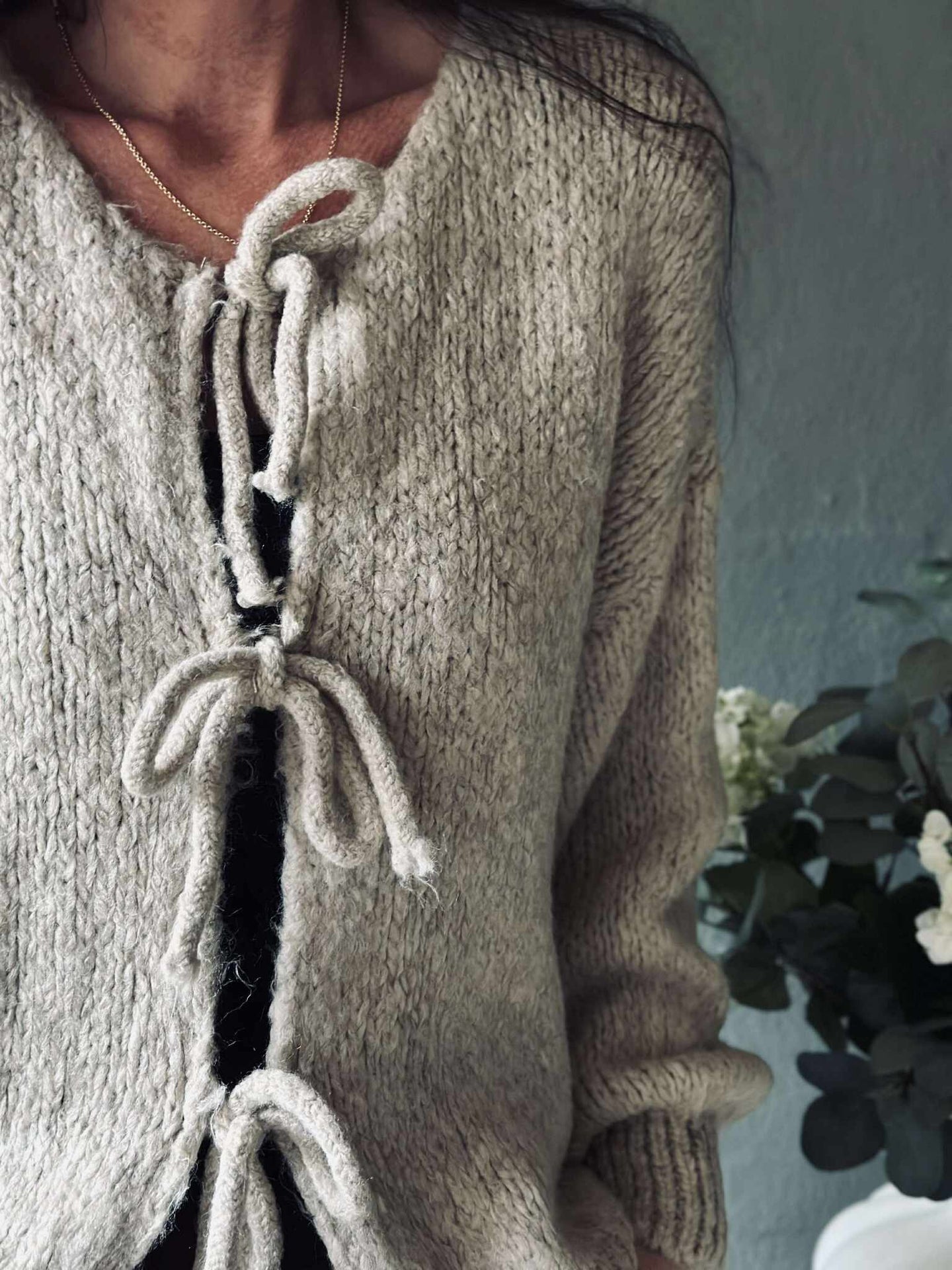 Cardigan mit Schleifen - Beige