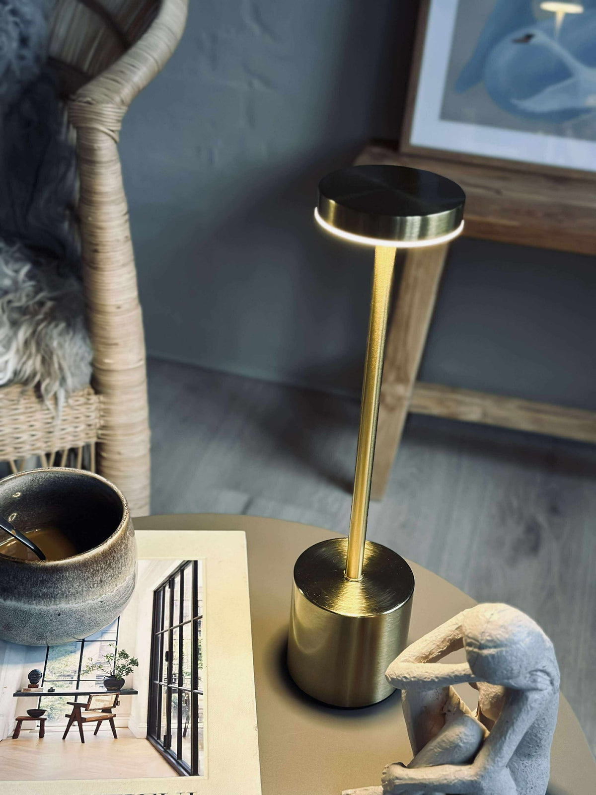 LED-Tischlampe KELLY Gold - wiederaufladbar