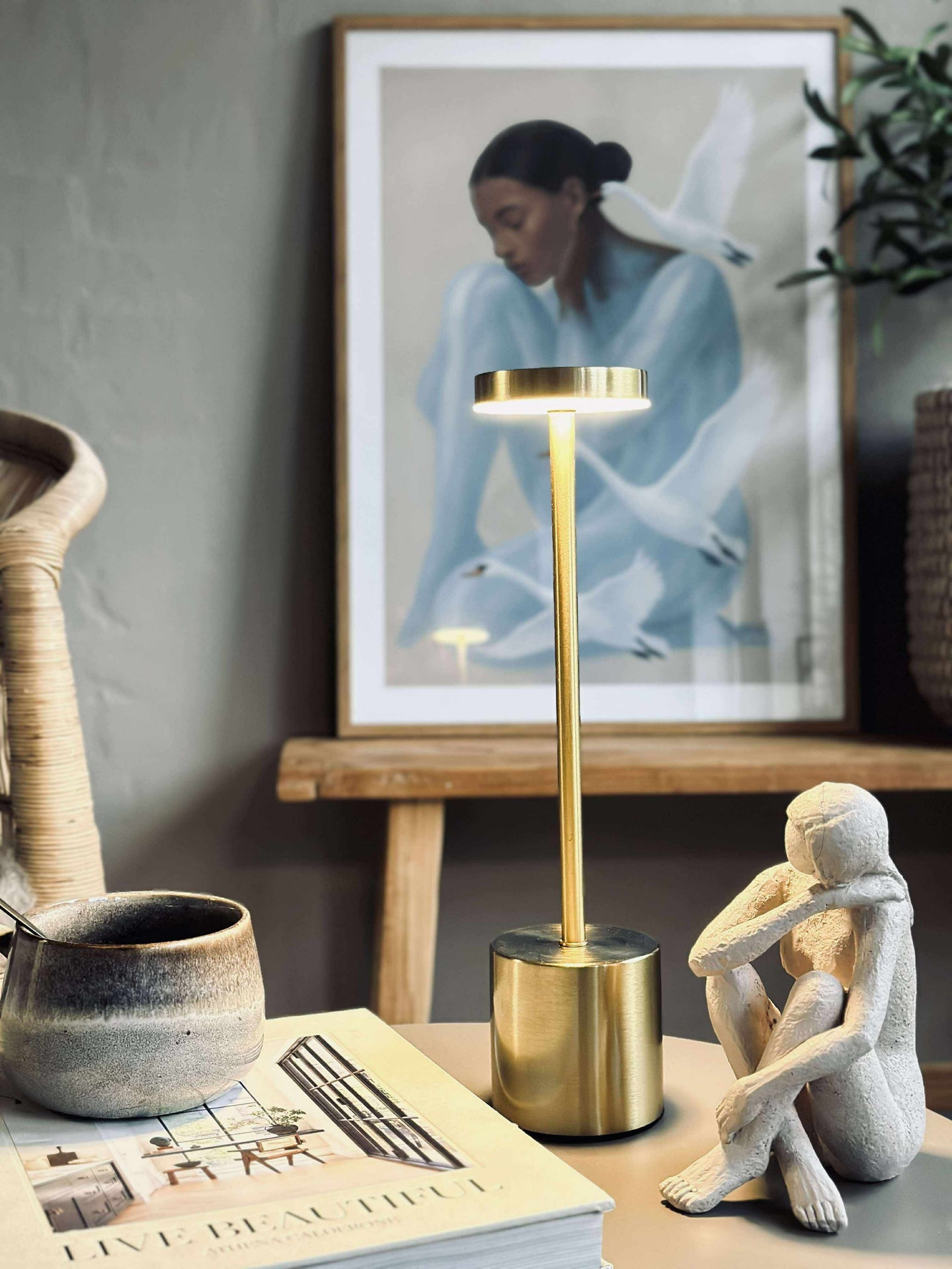 LED-Tischlampe KELLY Gold - wiederaufladbar