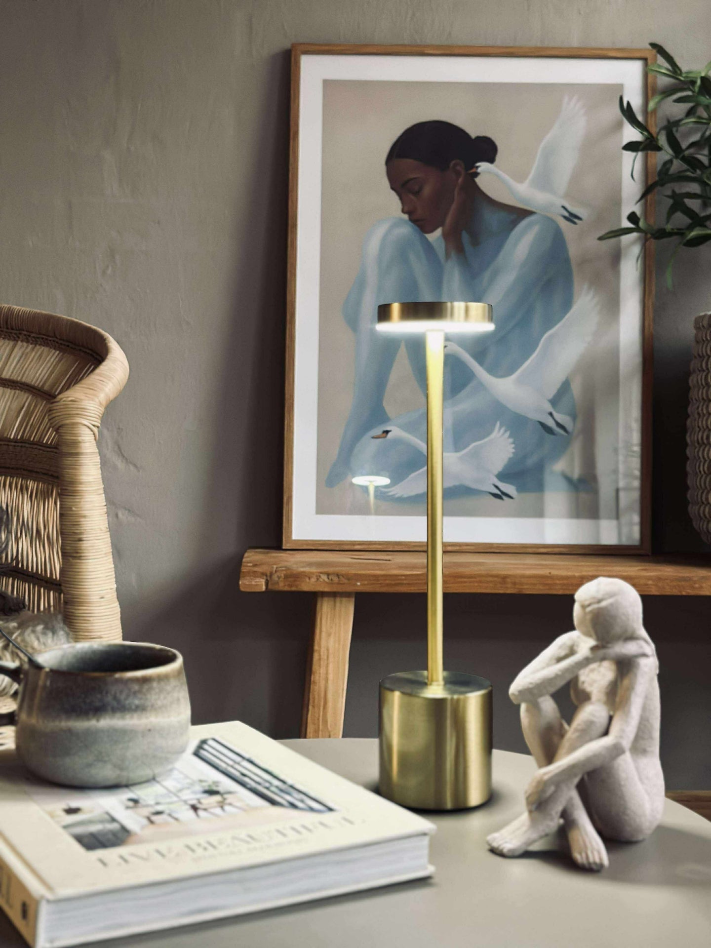 LED-Tischlampe KELLY Gold - wiederaufladbar