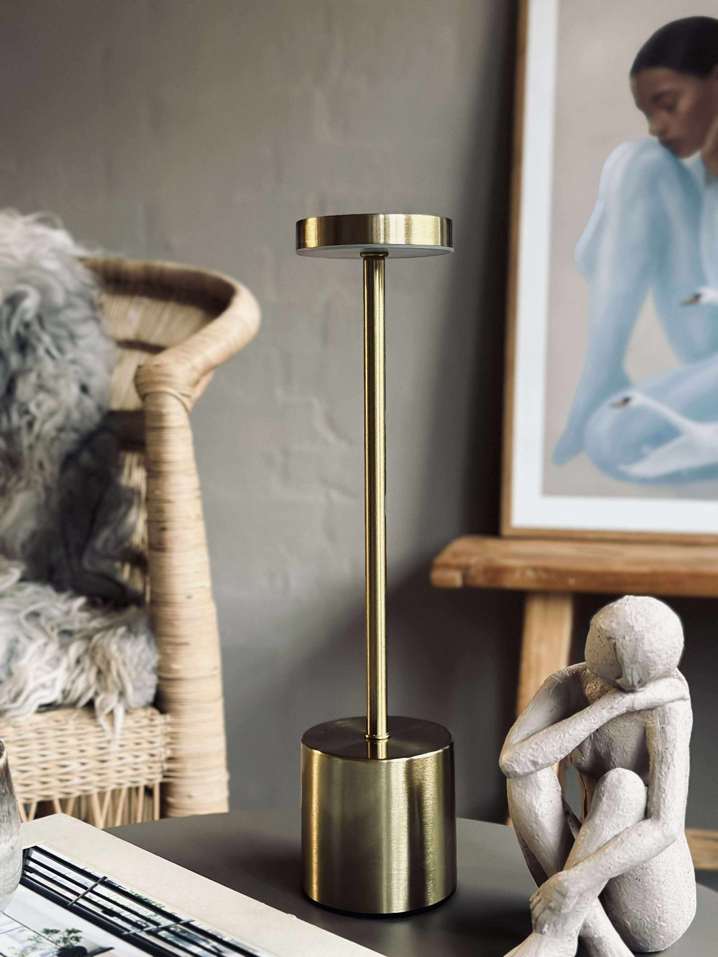 LED-Tischlampe KELLY Gold - wiederaufladbar