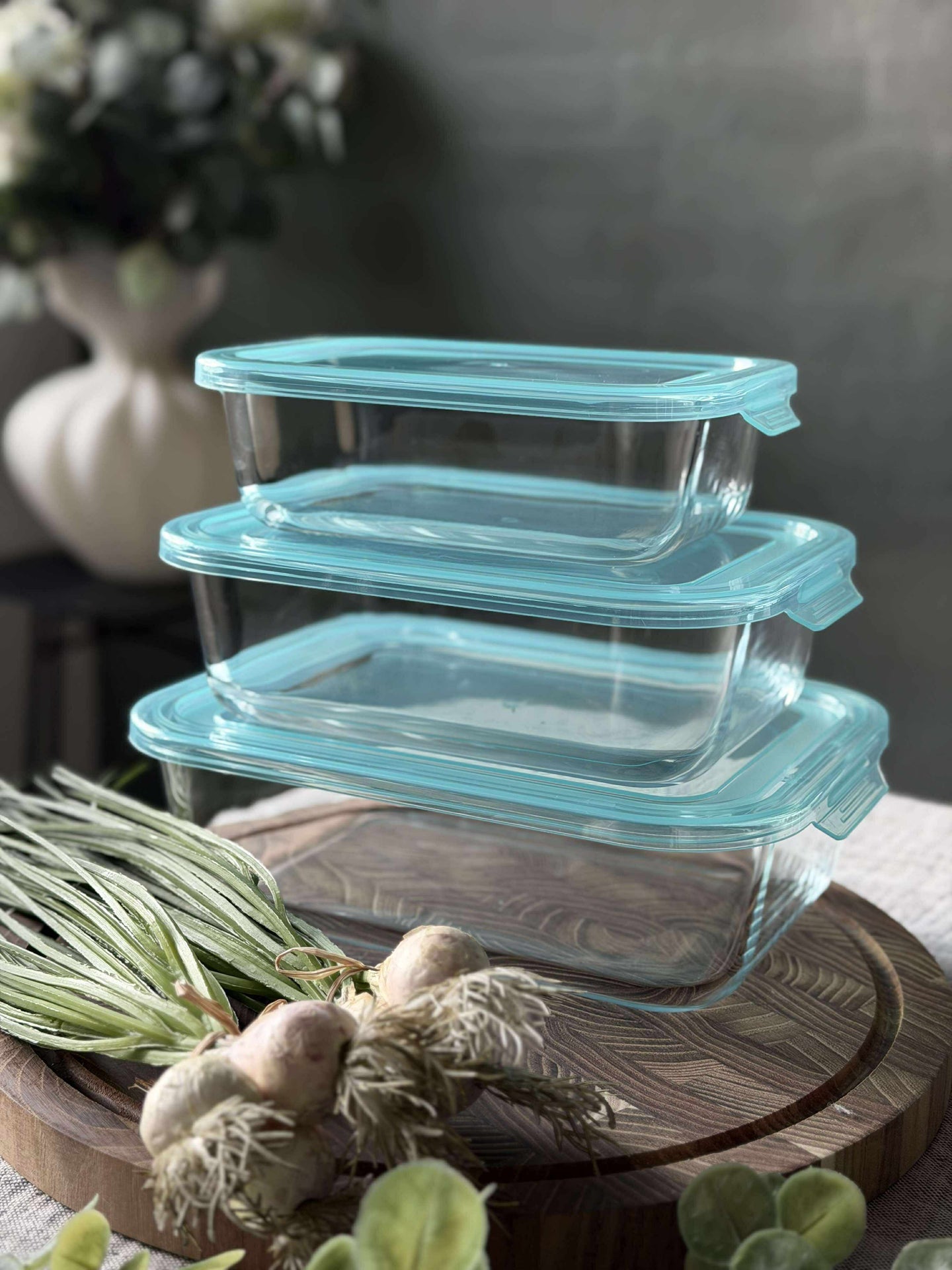 Aufbewahrungsbehälter aus Glas – Set mit 3 Stück