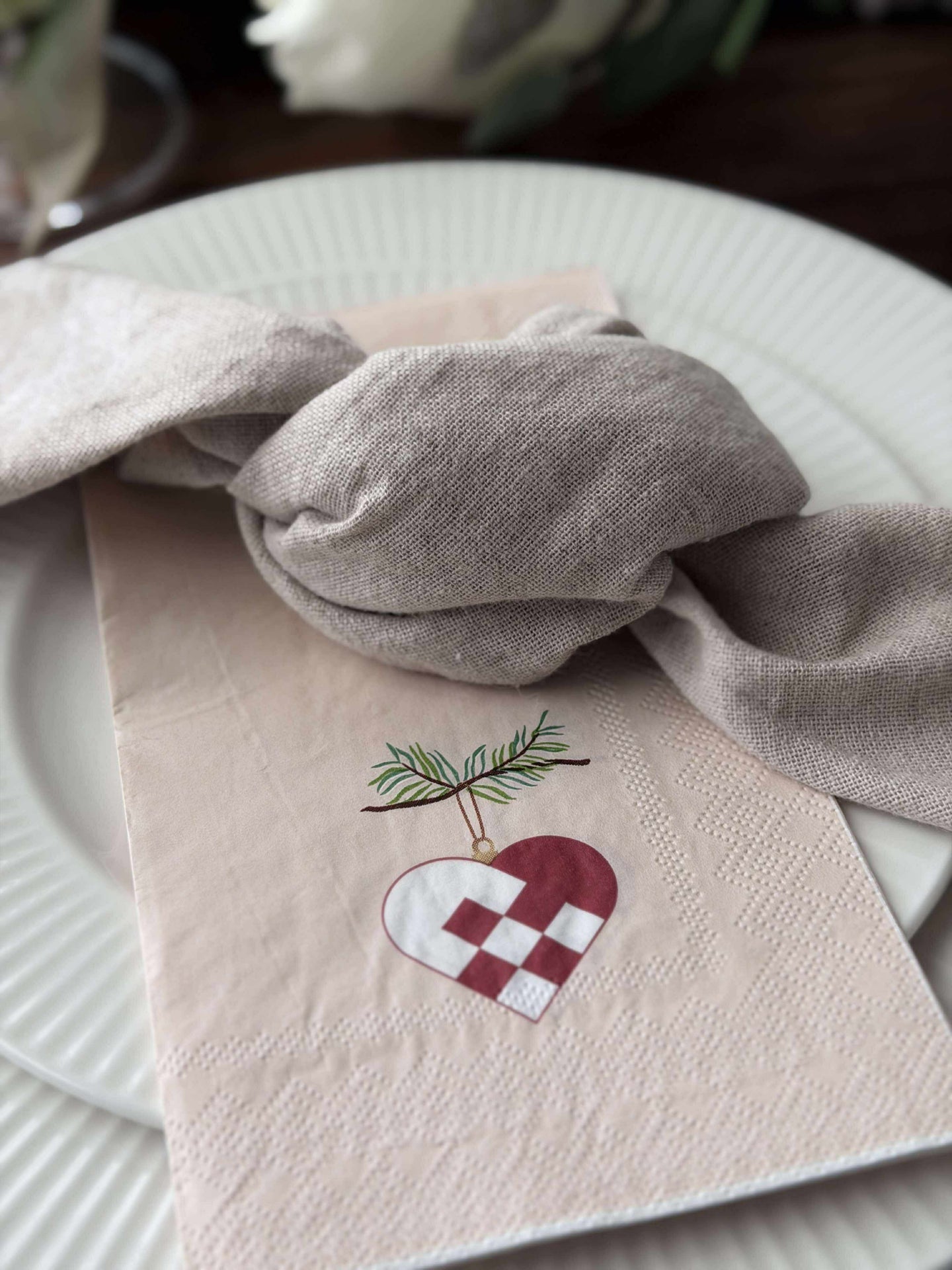 Servietten Weihnachten - 20 Stk. Herz / Zapfen