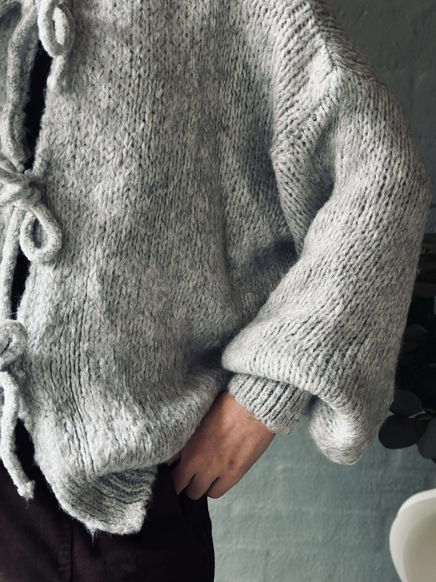 Cardigan mit Schleifen - Grau