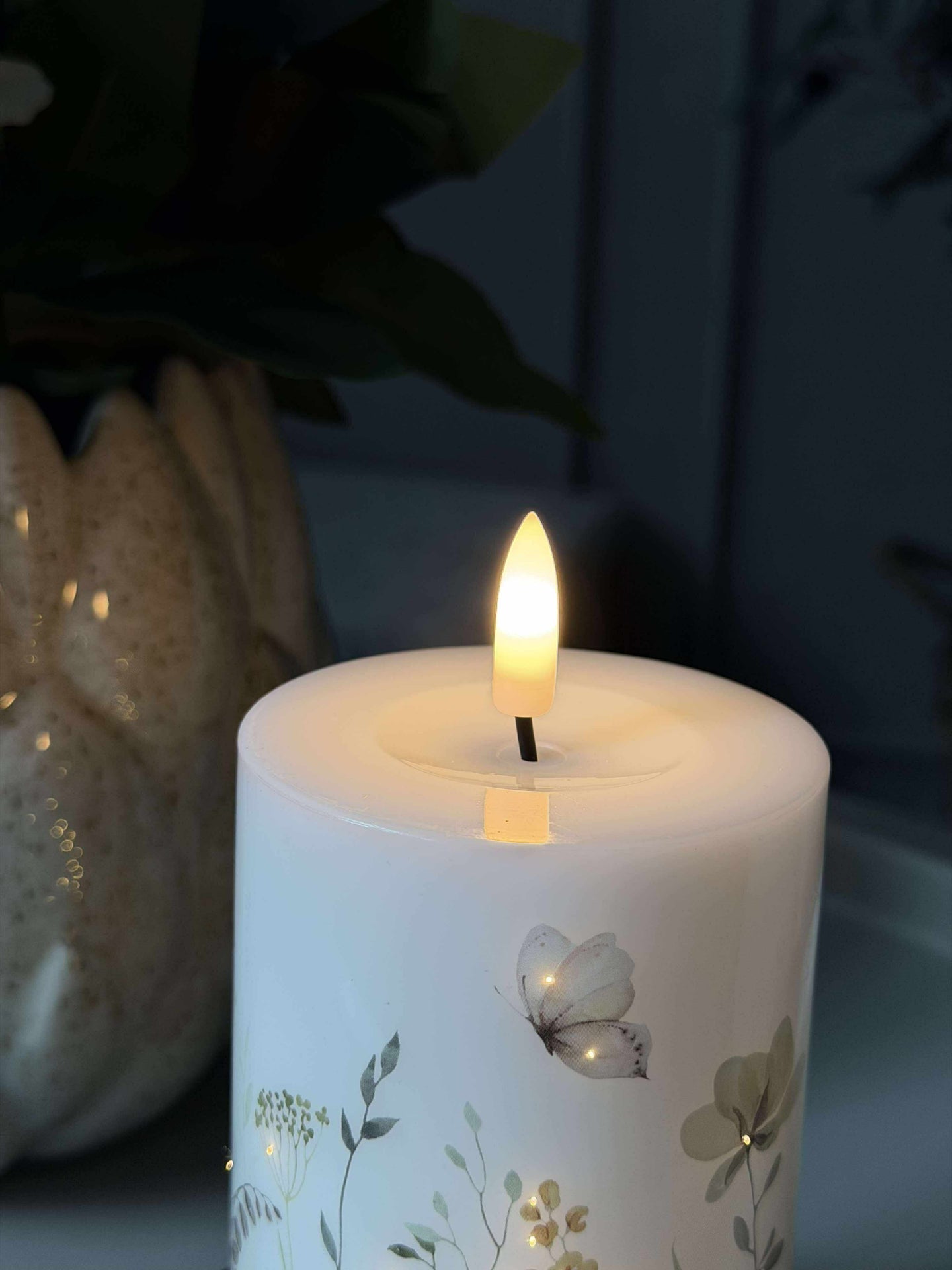 LED-Blockkerze Flower TWINKLE - 12,5 cm