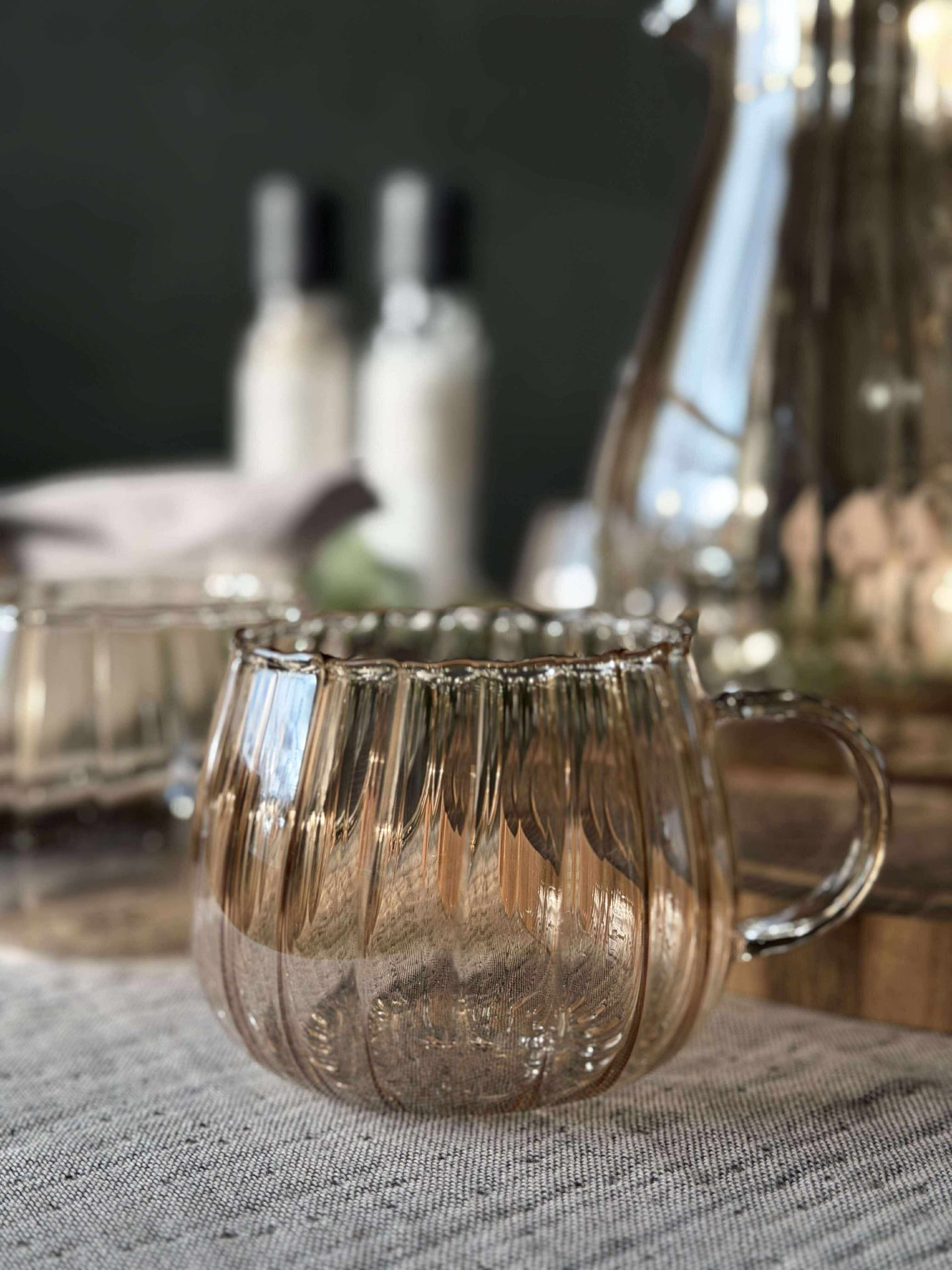 Glasbecher mit Rillen - 4 Stk.