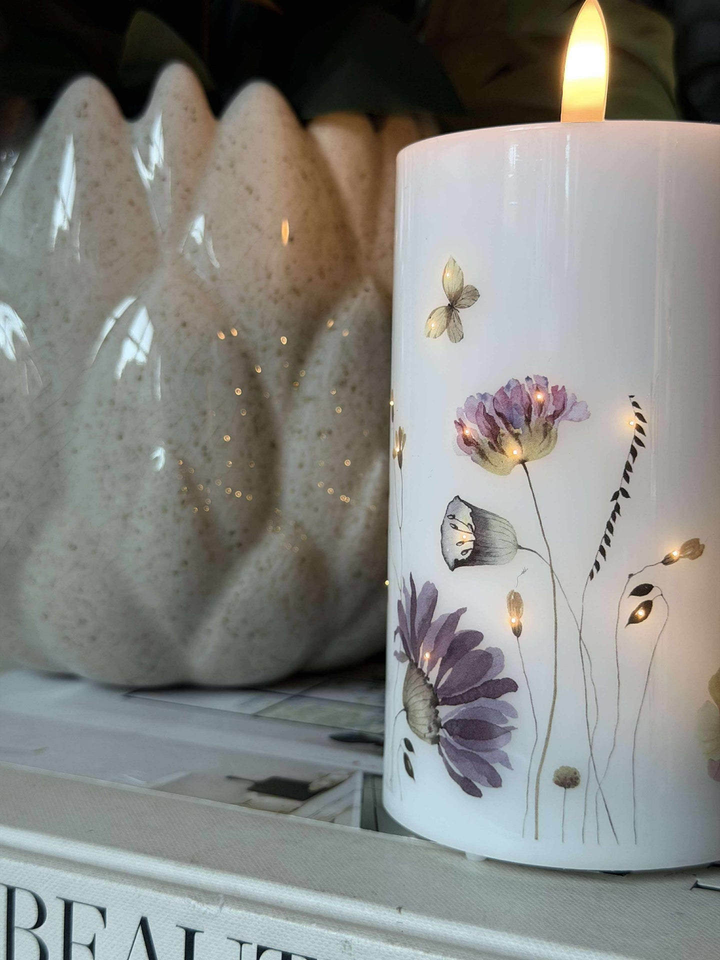 LED-Blockkerze Flower TWINKLE - 12,5 cm